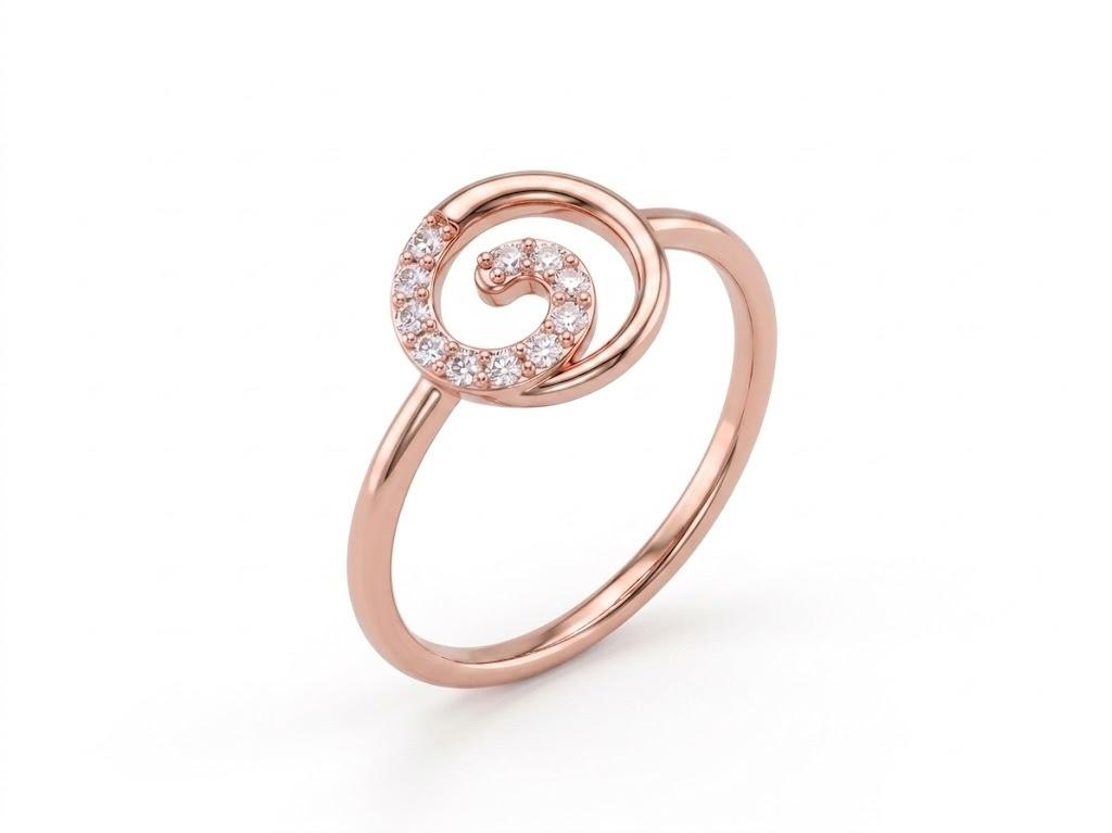 Modern Spiral Motif Ring , 7MM , 18 K , Yellow Gold