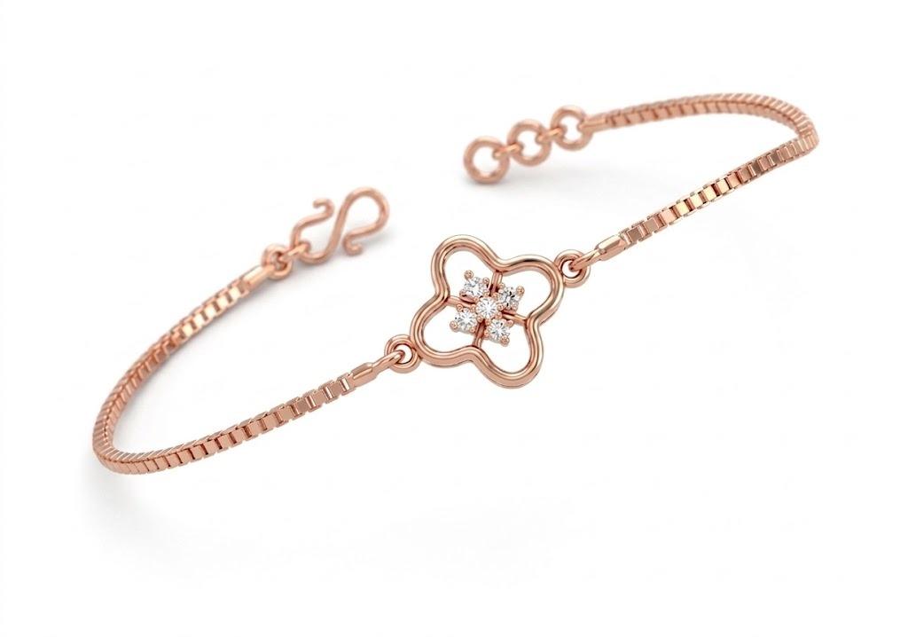 Clover Charm Bracelet , 5.5 Inch , Yellow Gold , 18 K