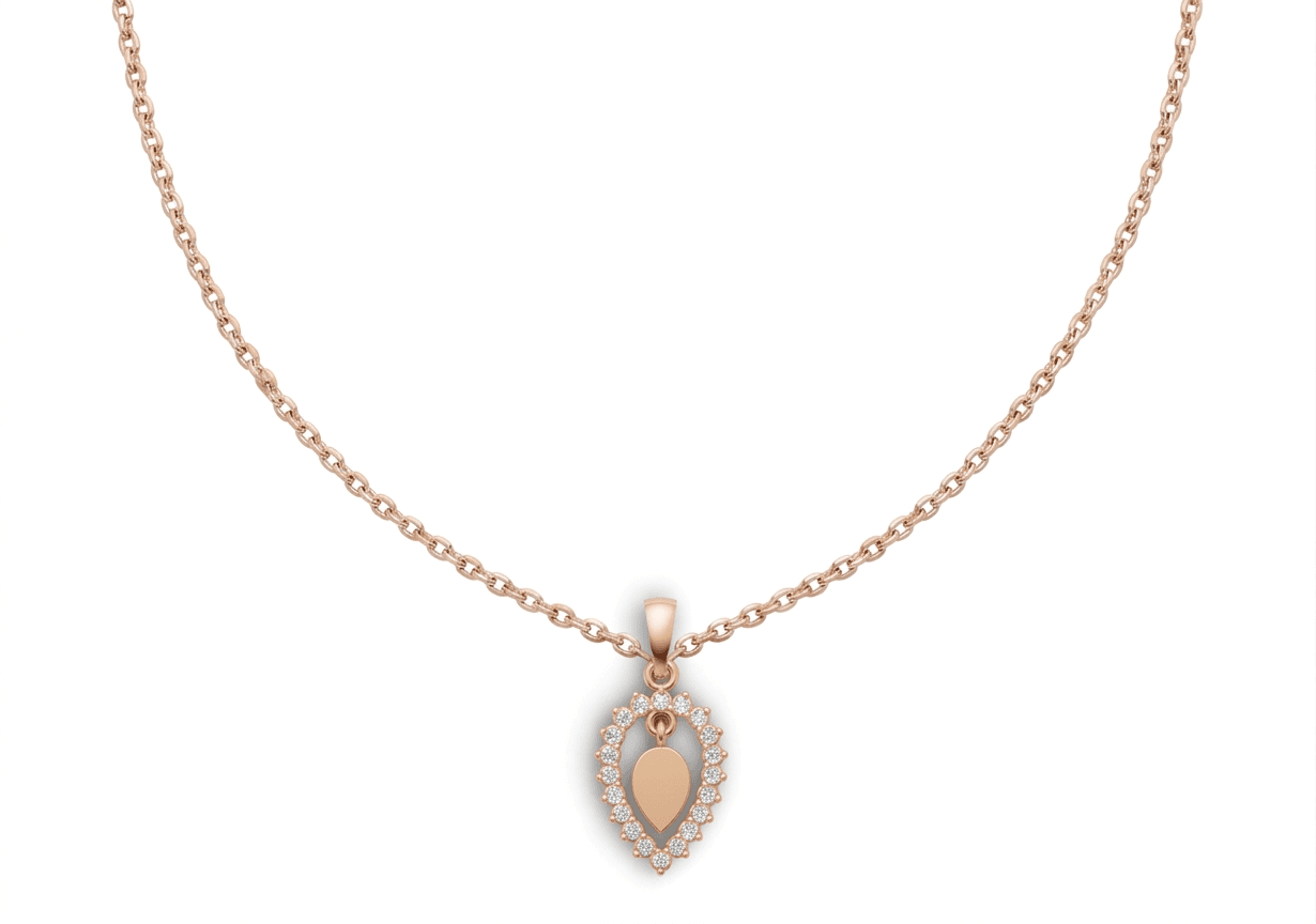 Teardrop Halo Pendant , Yellow Gold , 18 K