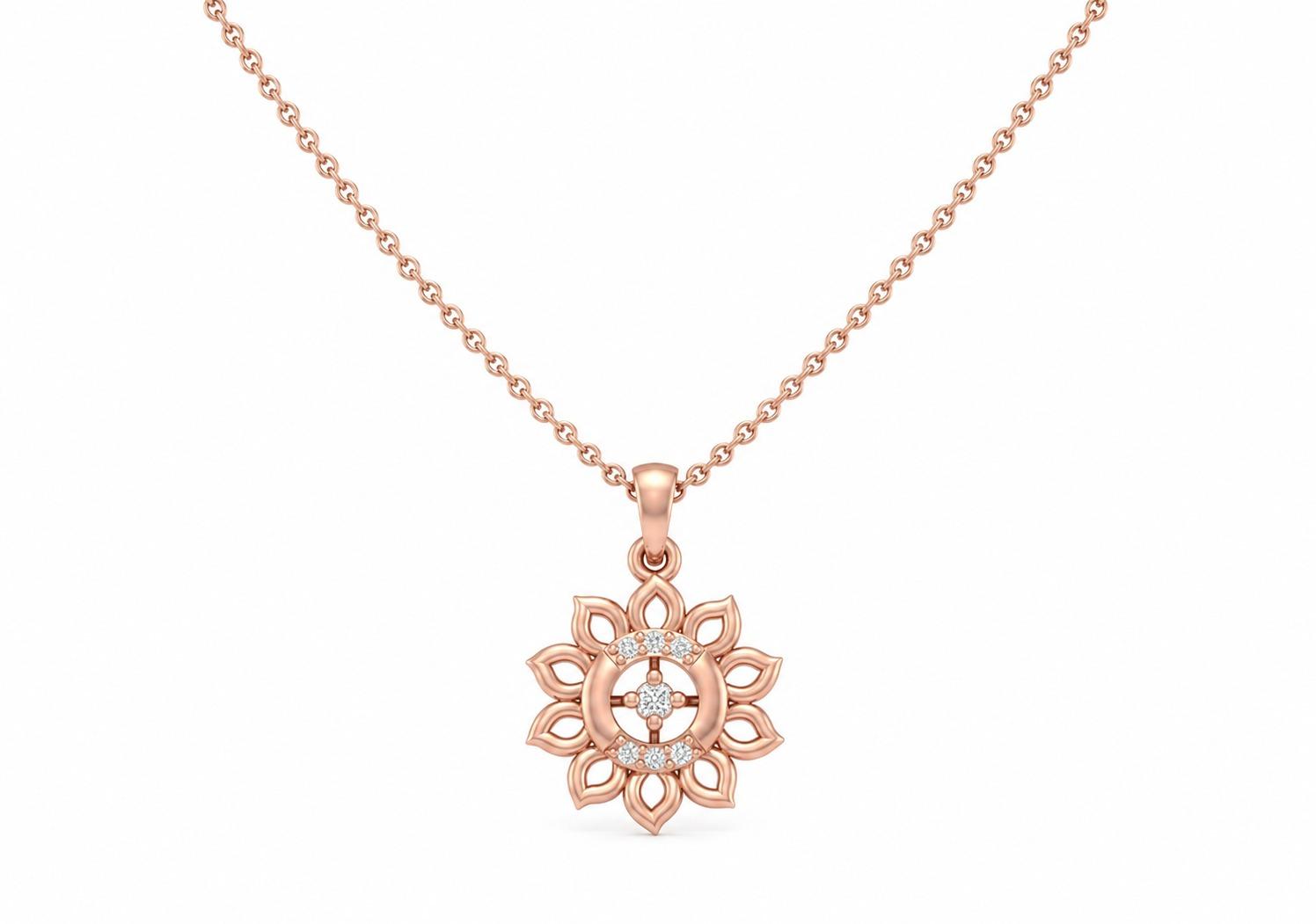 Elara Bloom Pendant , Yellow Gold , 18 K