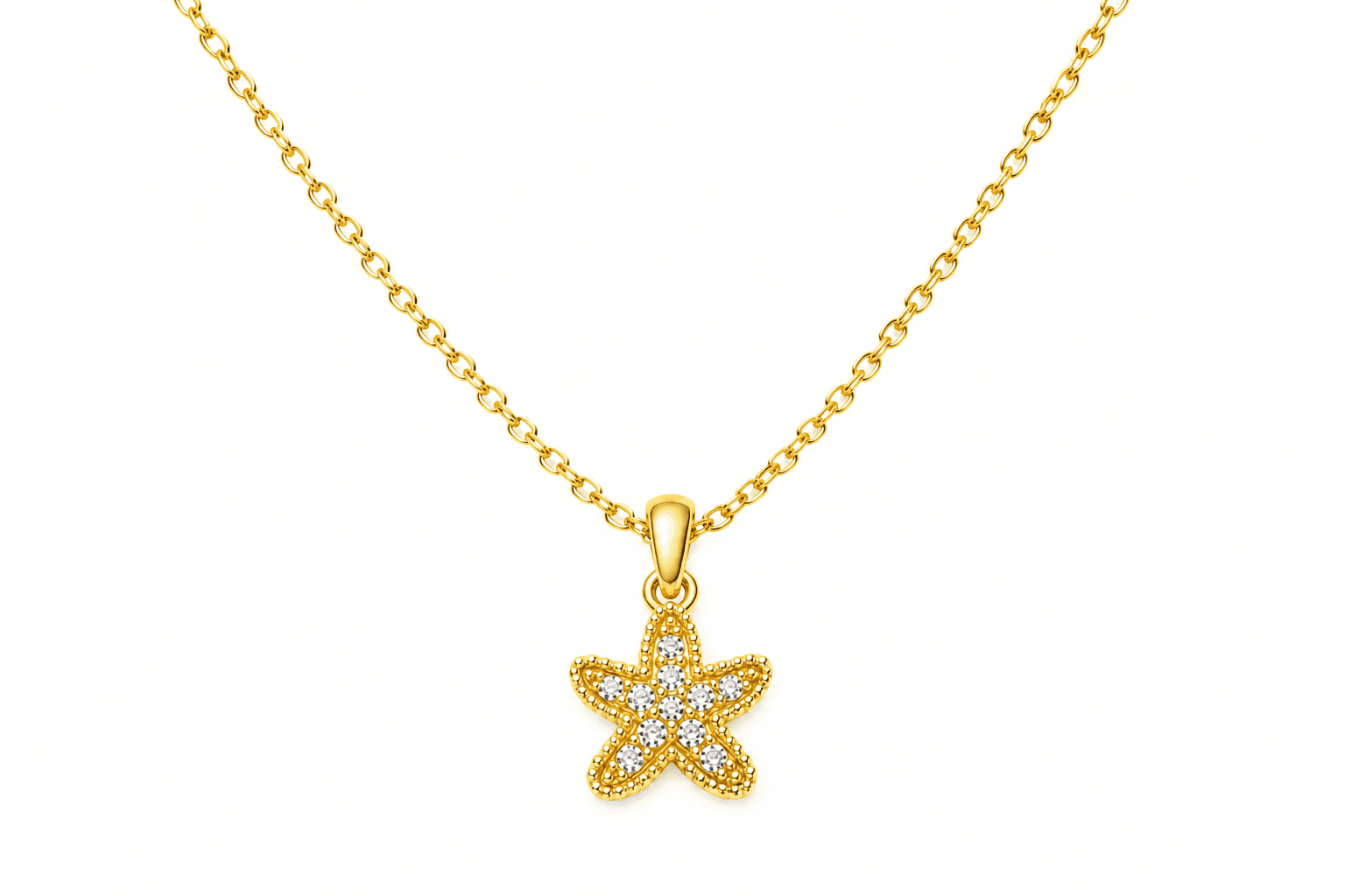 Starfish pendant , Yellow Gold , 18 K