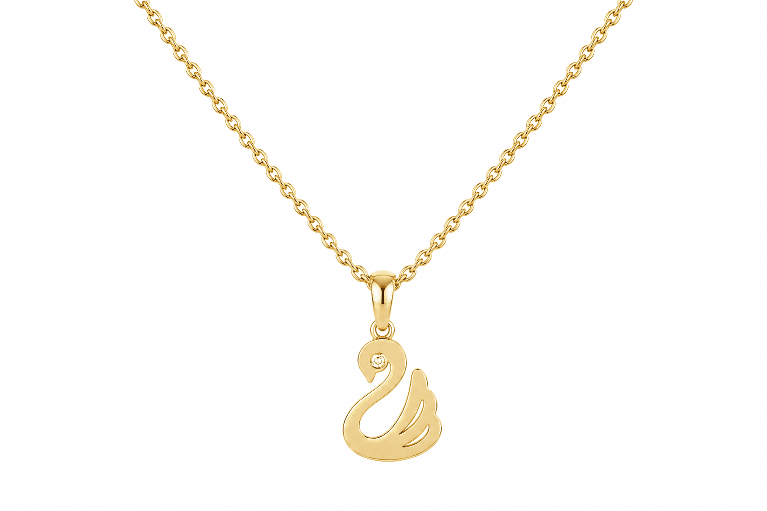 Swan pendant , Yellow Gold , 18 K
