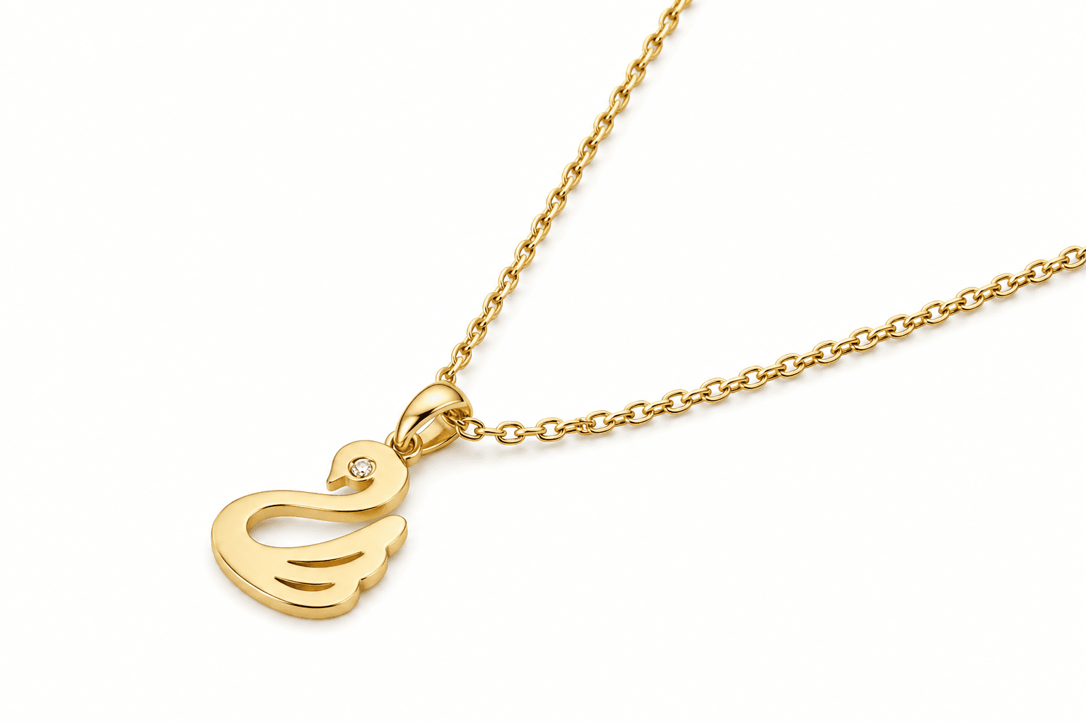 Swan pendant , Yellow Gold , 18 K