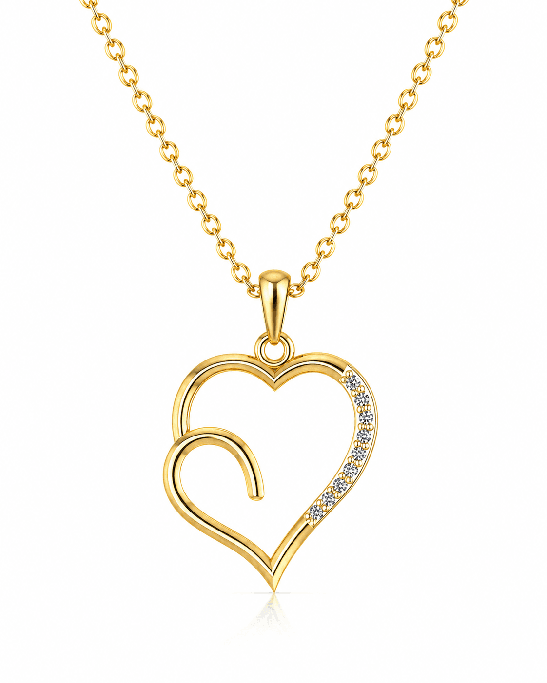 open heart pendant , Yellow Gold , 18 K