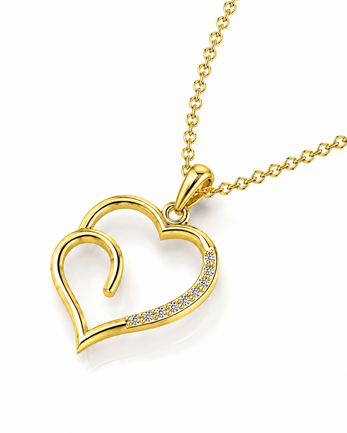 open heart pendant , Yellow Gold , 18 K