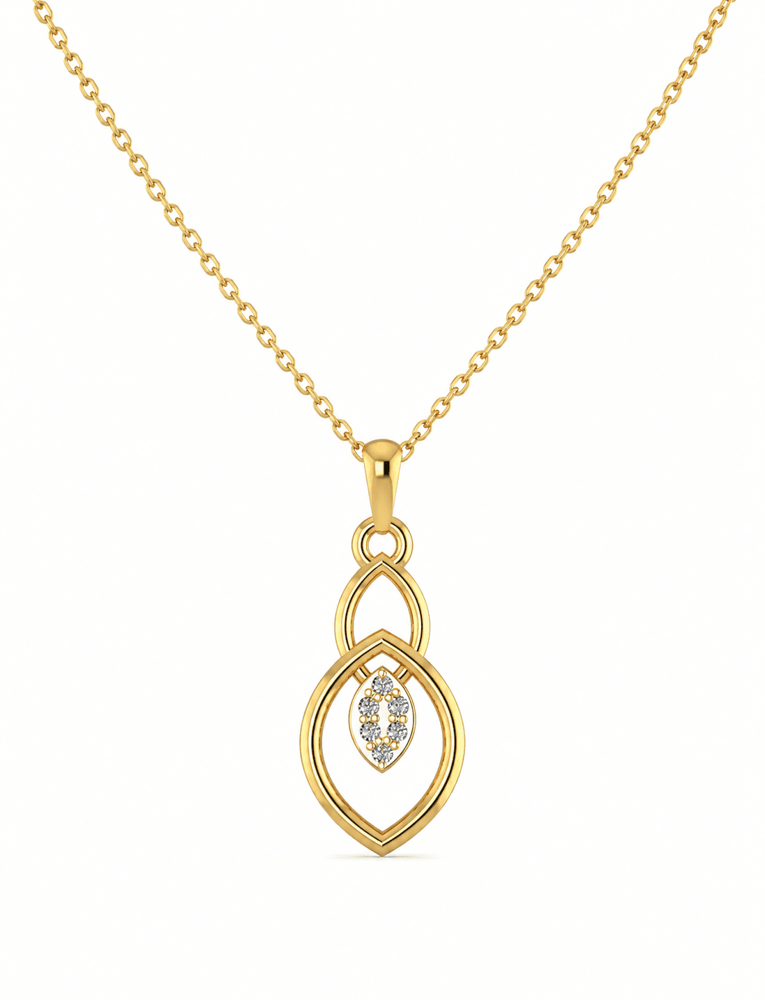 marquise motif pendant , Yellow Gold , 18 K