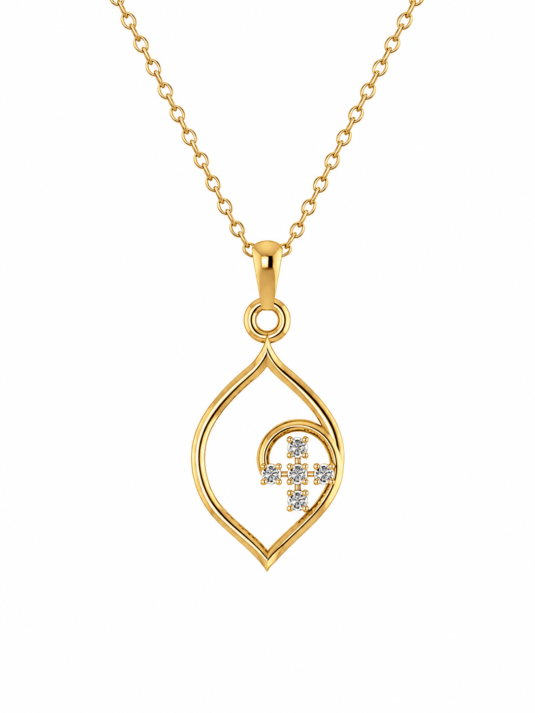 Luna Leaf Pendant , Yellow Gold , 18 K