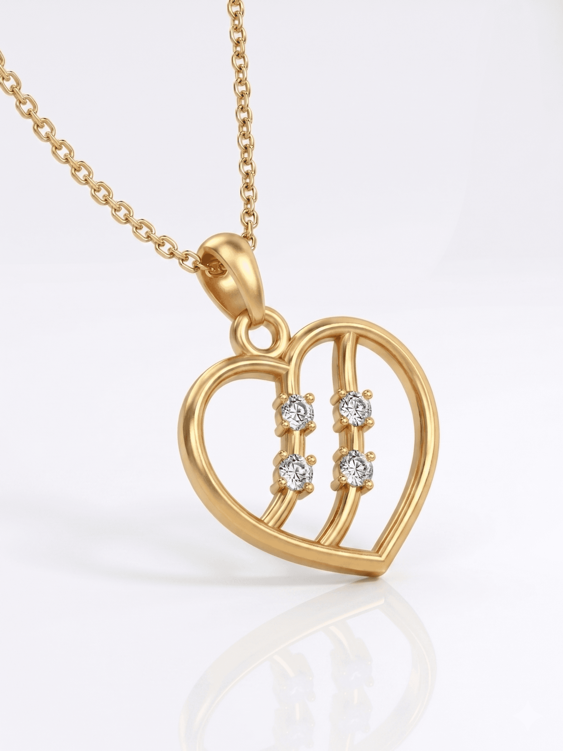 Heart pendant , Yellow Gold , 18 K