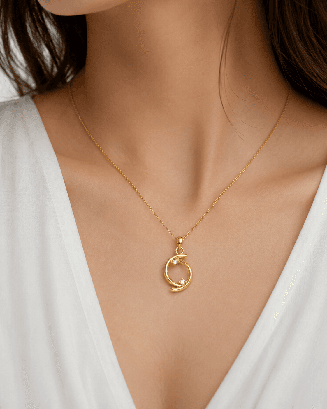 Luna Orbit Pendant , Yellow Gold , 18 K