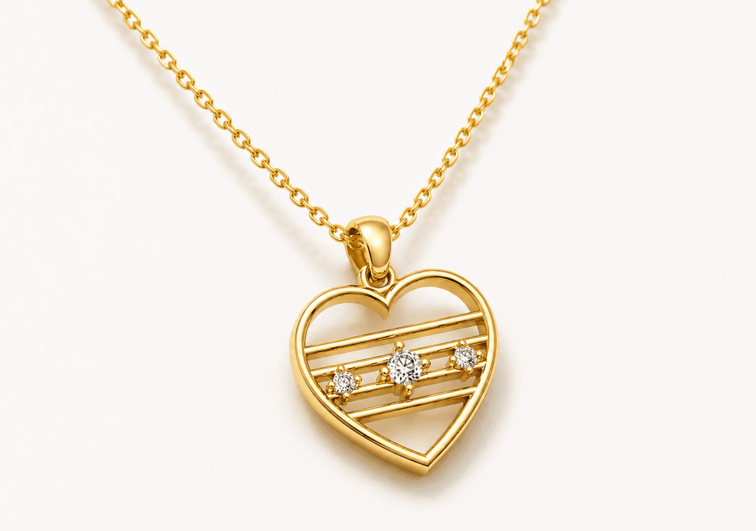 Heart Motif Pendant , Yellow Gold , 18 K