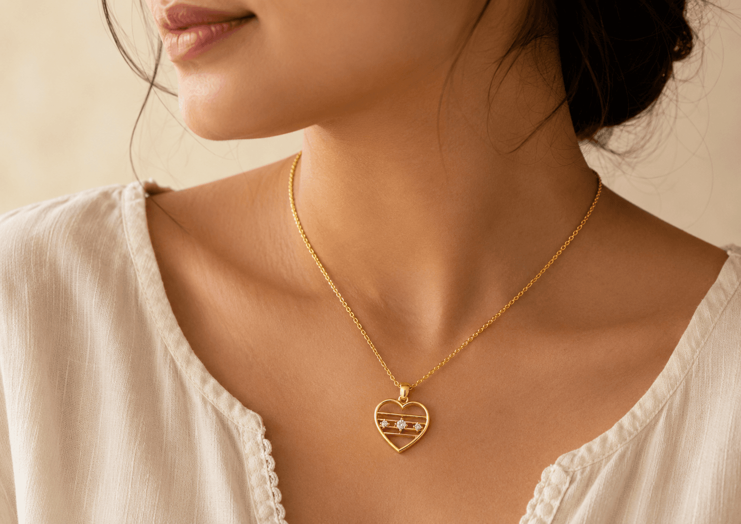 Heart Motif Pendant , Yellow Gold , 18 K