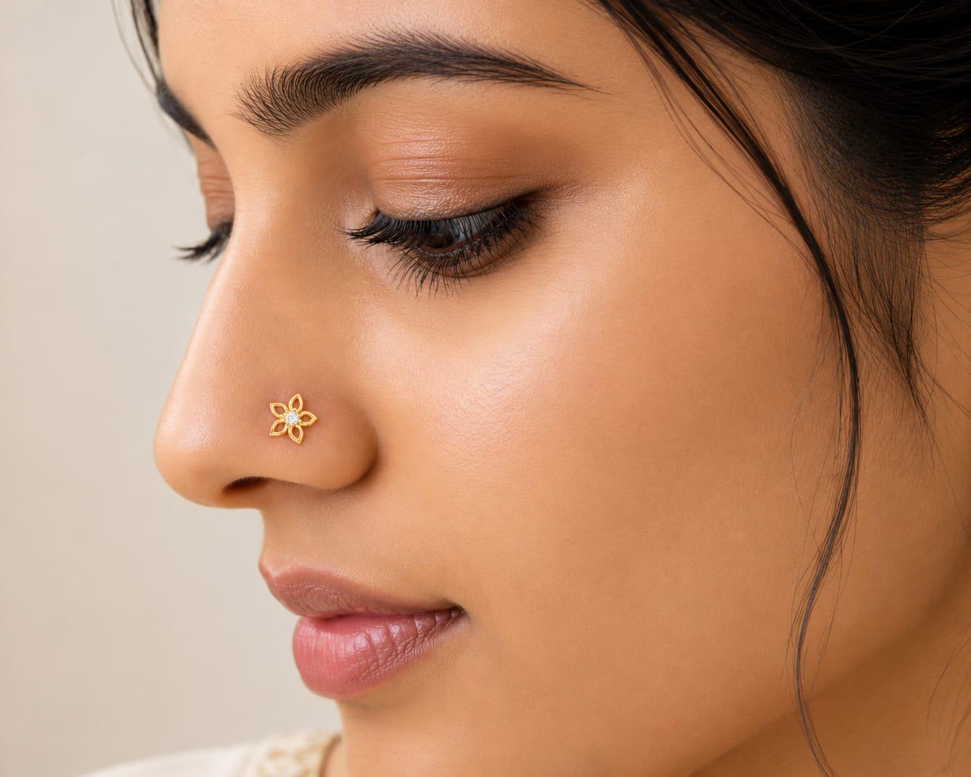Petal Mist Nosepin , Yellow Gold , 18 K