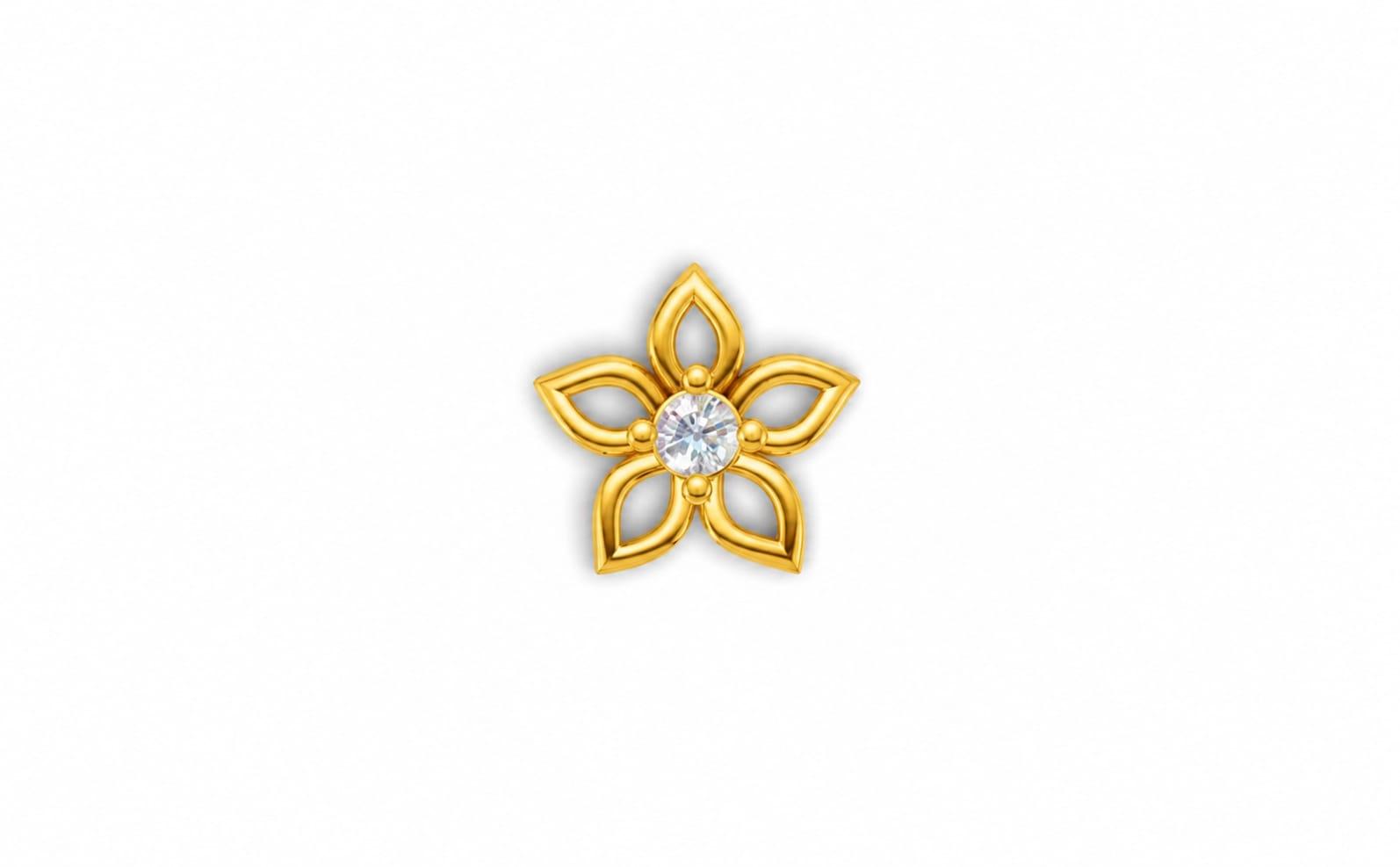 Petal Mist Nosepin , Yellow Gold , 18 K