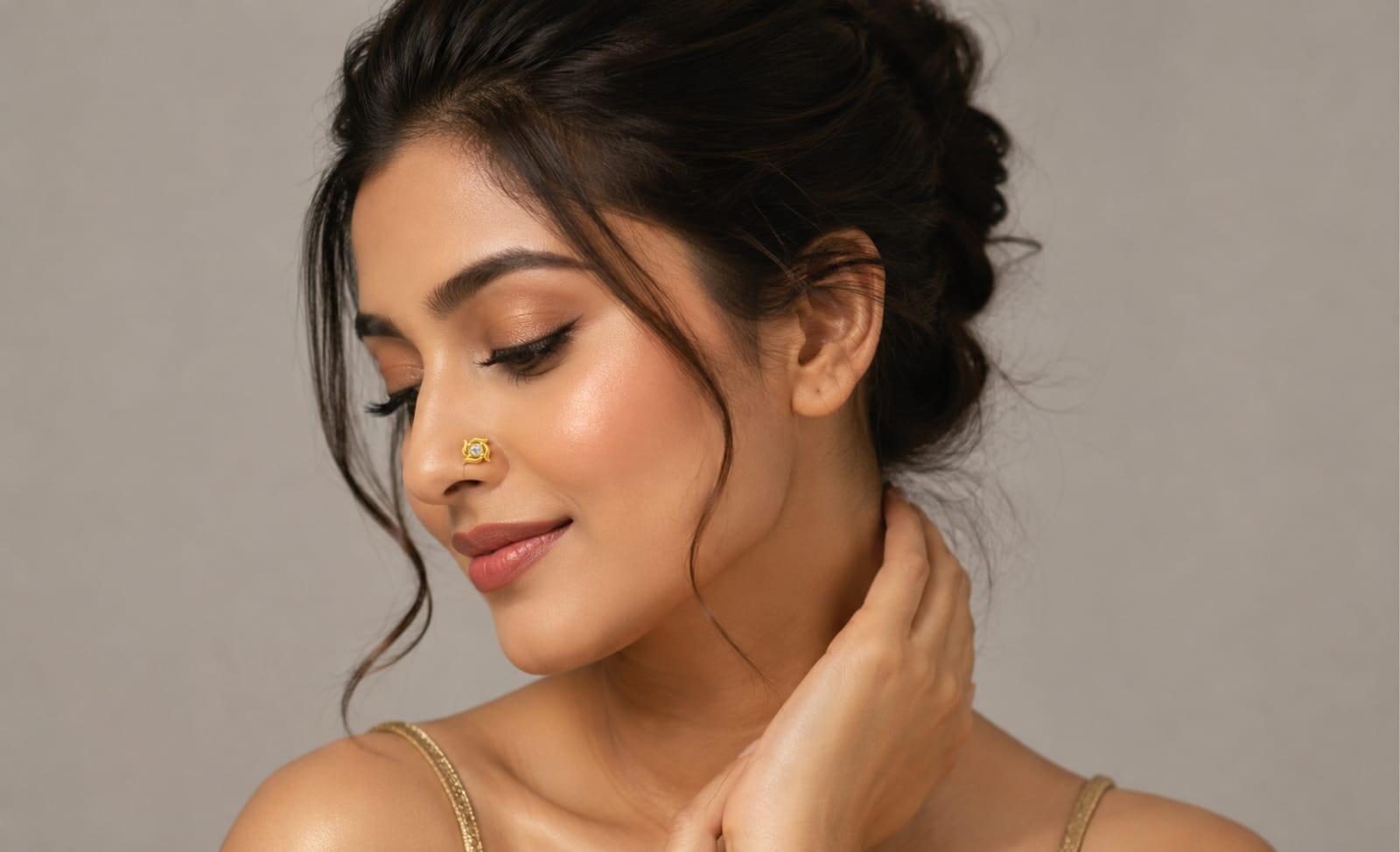 Solaris Swirl Nose Pin , Yellow Gold , 18 K