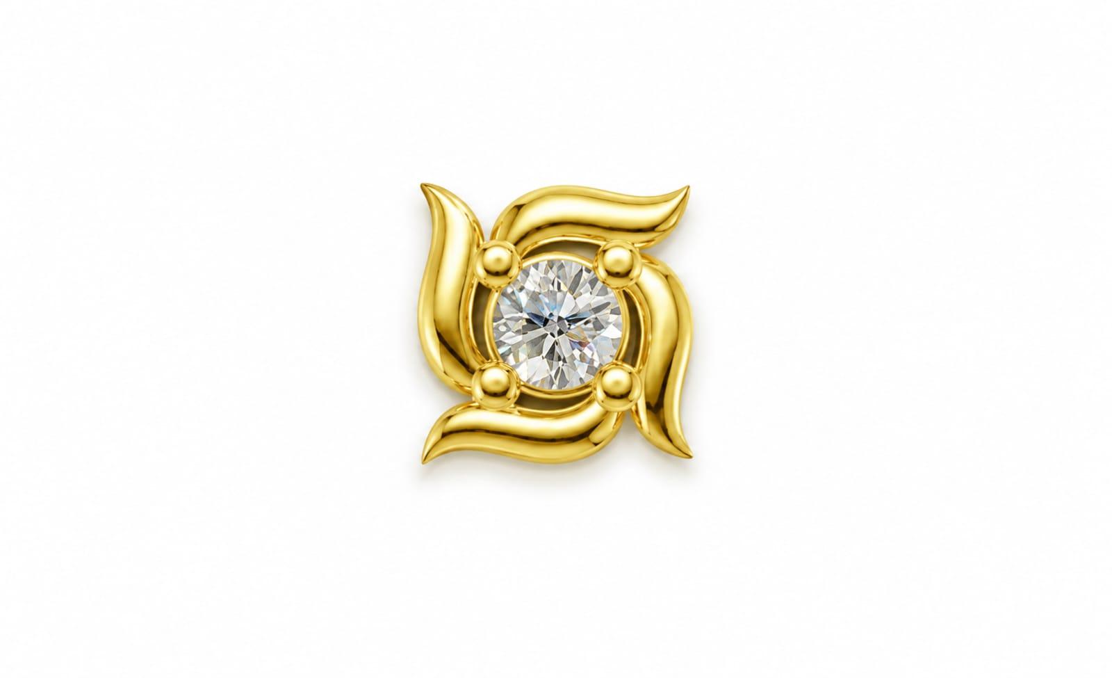 Solaris Swirl Nose Pin , Yellow Gold , 18 K
