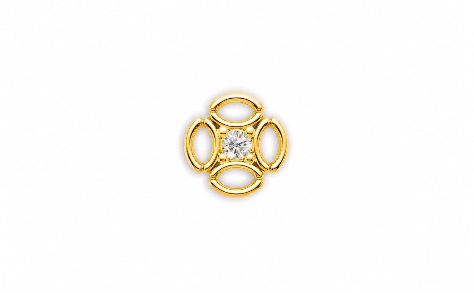 Eterna Circle Nose Pin , Yellow Gold , 18 K