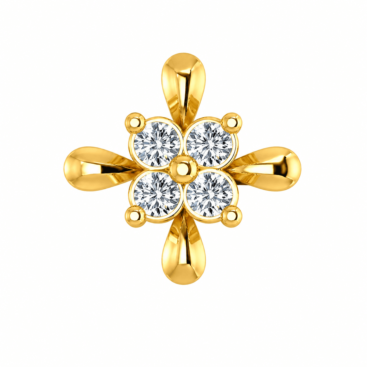 floral Nose Pin , Yellow Gold , 18 K