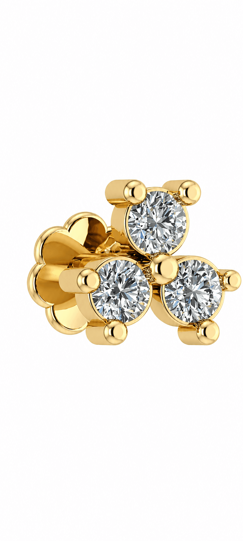 Triora Diamond Nose Pin , Yellow Gold , 18 K
