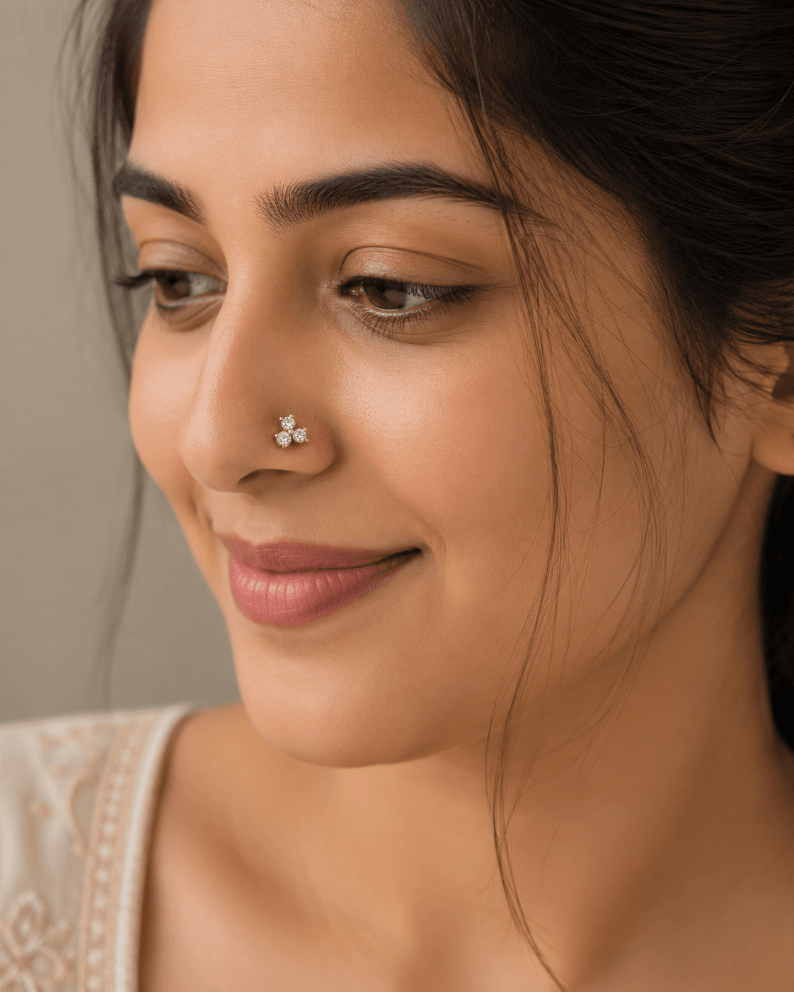 Triora Diamond Nose Pin , Yellow Gold , 18 K