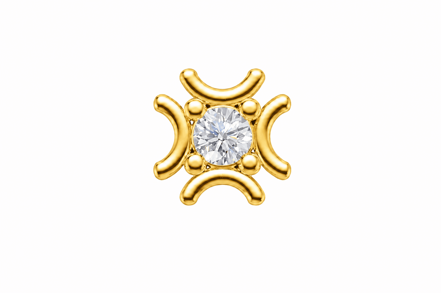The Nova Bloom Nosepin , Yellow Gold , 18 K