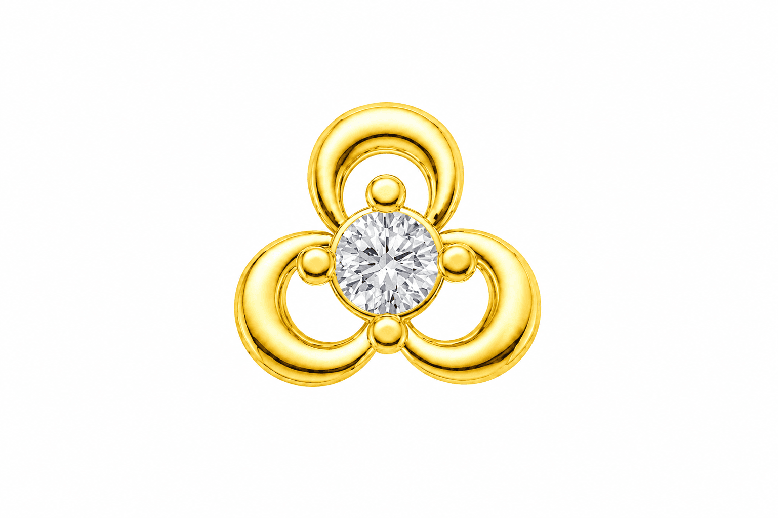 Triple Loop Diamond Nose Stud , Yellow Gold , 18 K