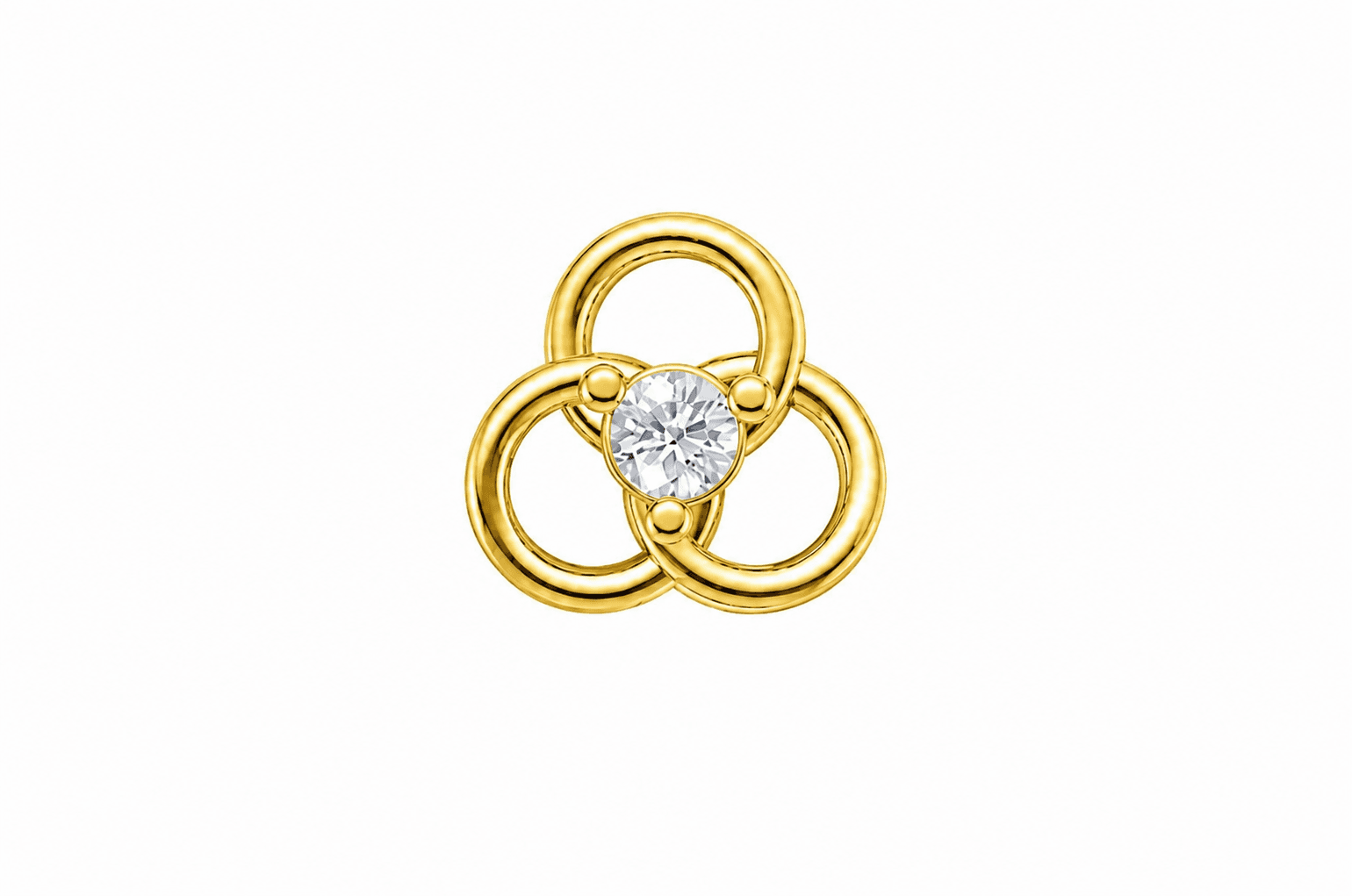 Trinity Bloom Diamond Nose Pin , Yellow Gold , 18 K