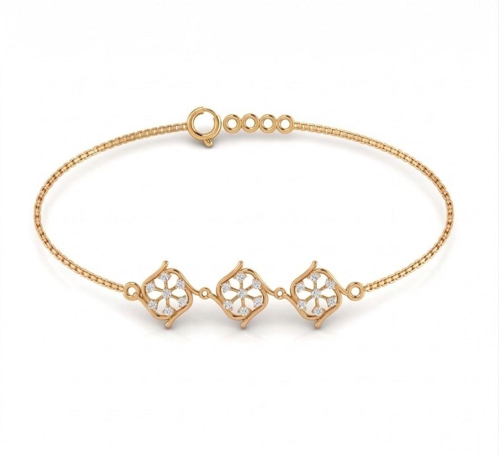 Flora Bracelet , 5.5 Inch , Yellow Gold , 18 K