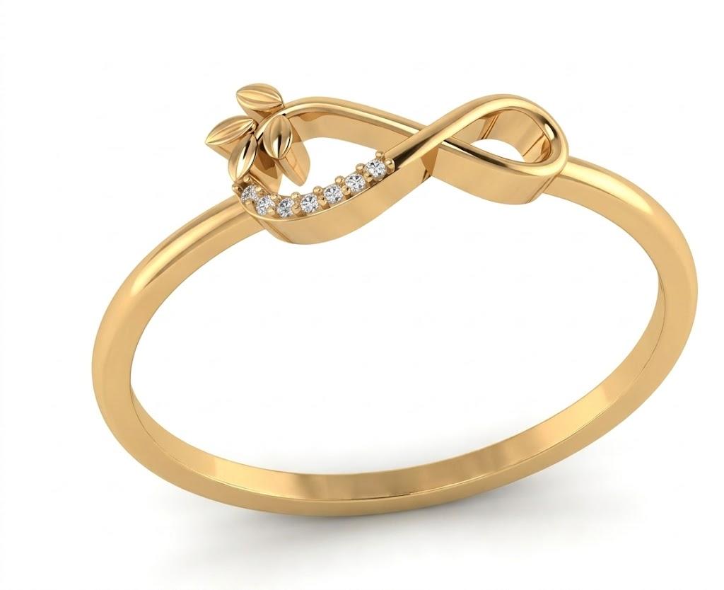 Elena Diamond Infinity ring , 7MM , 18 K , Yellow Gold