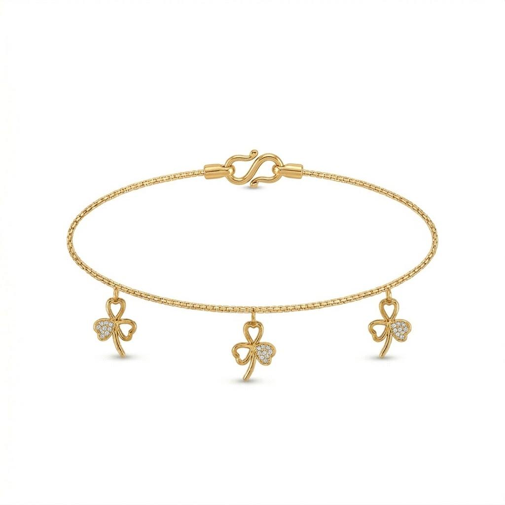 Charm Diamond Bracelet , 5.5 Inch , Yellow Gold , 18 K