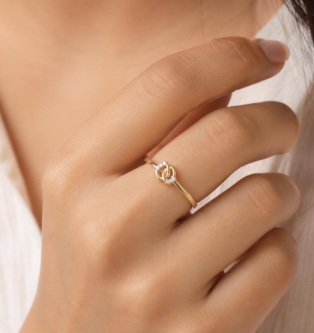 Twined Grace Diamond Ring , 7MM , 18 K , Yellow Gold