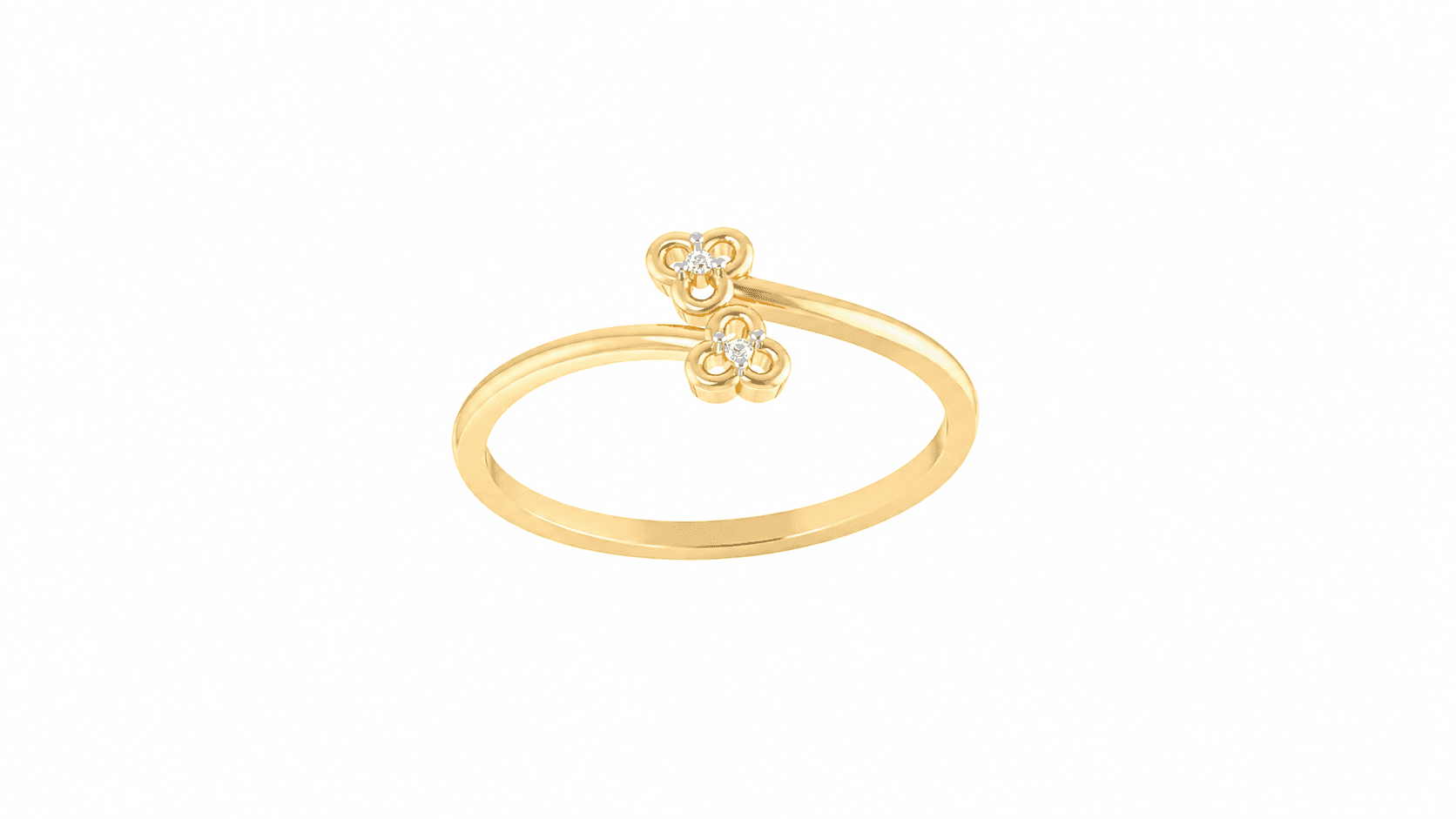 Floral Diamond Ring , 7MM , 18 K , Yellow Gold