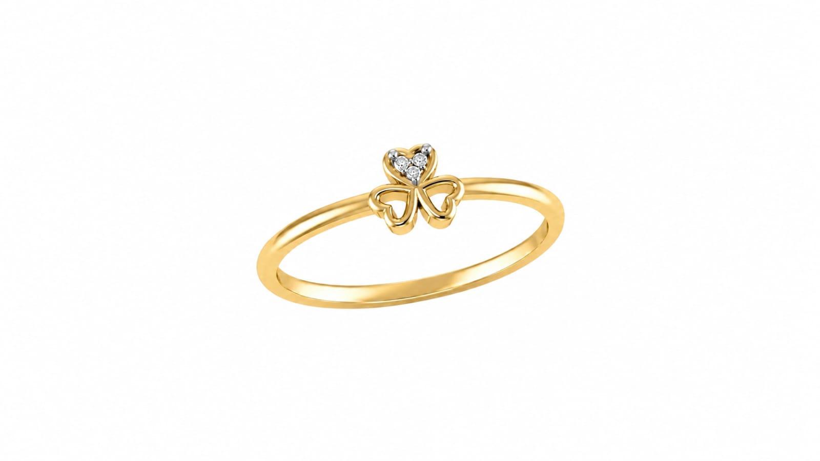 Sparkling Heart Diamond Ring , 7MM , 18 K , Yellow Gold