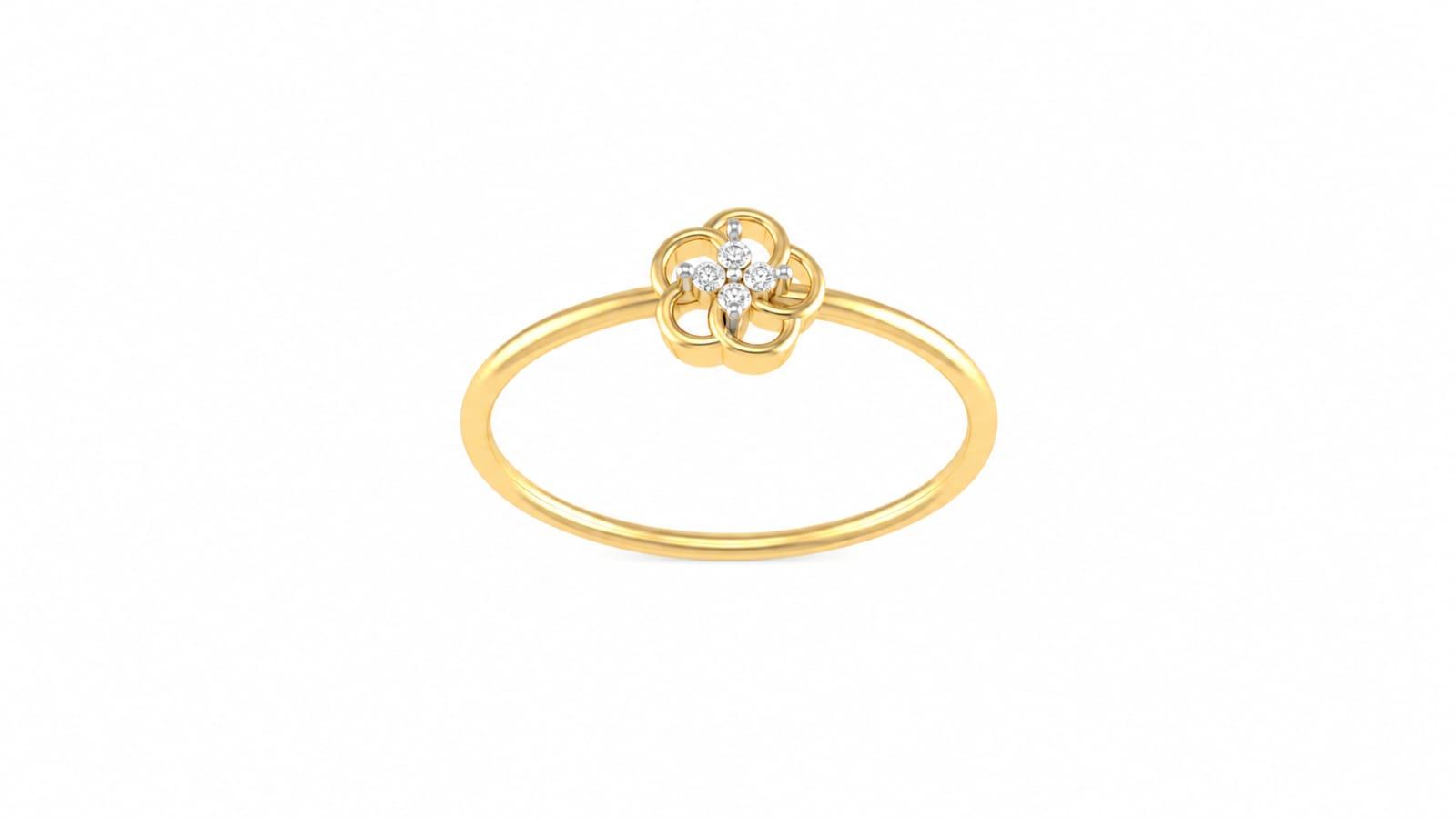 Elegant Flower Diamond Ring , 7MM , 18 K , Yellow Gold