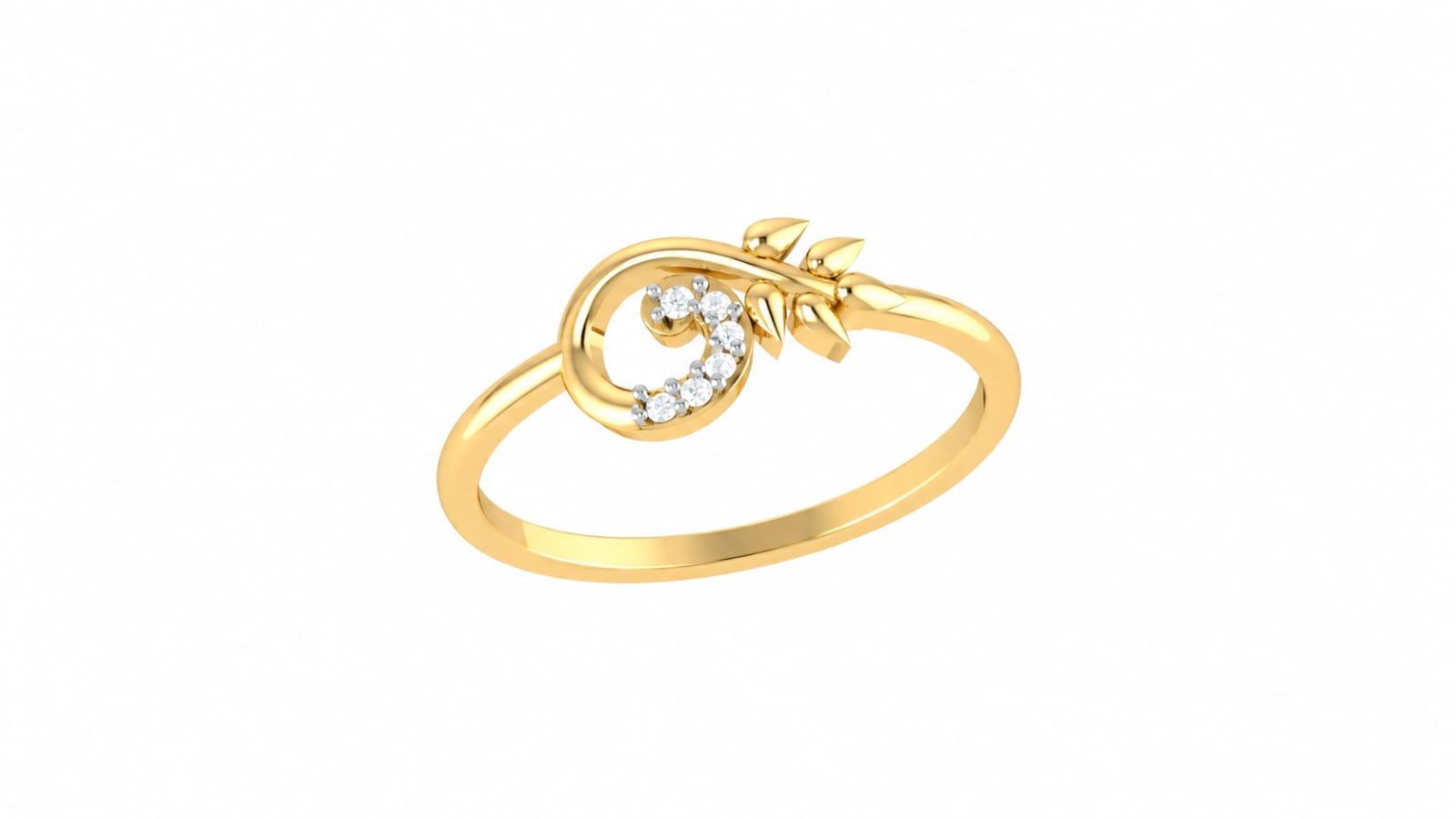 Flora Swirl Diamond Ring , 7MM , 18 K , Yellow Gold
