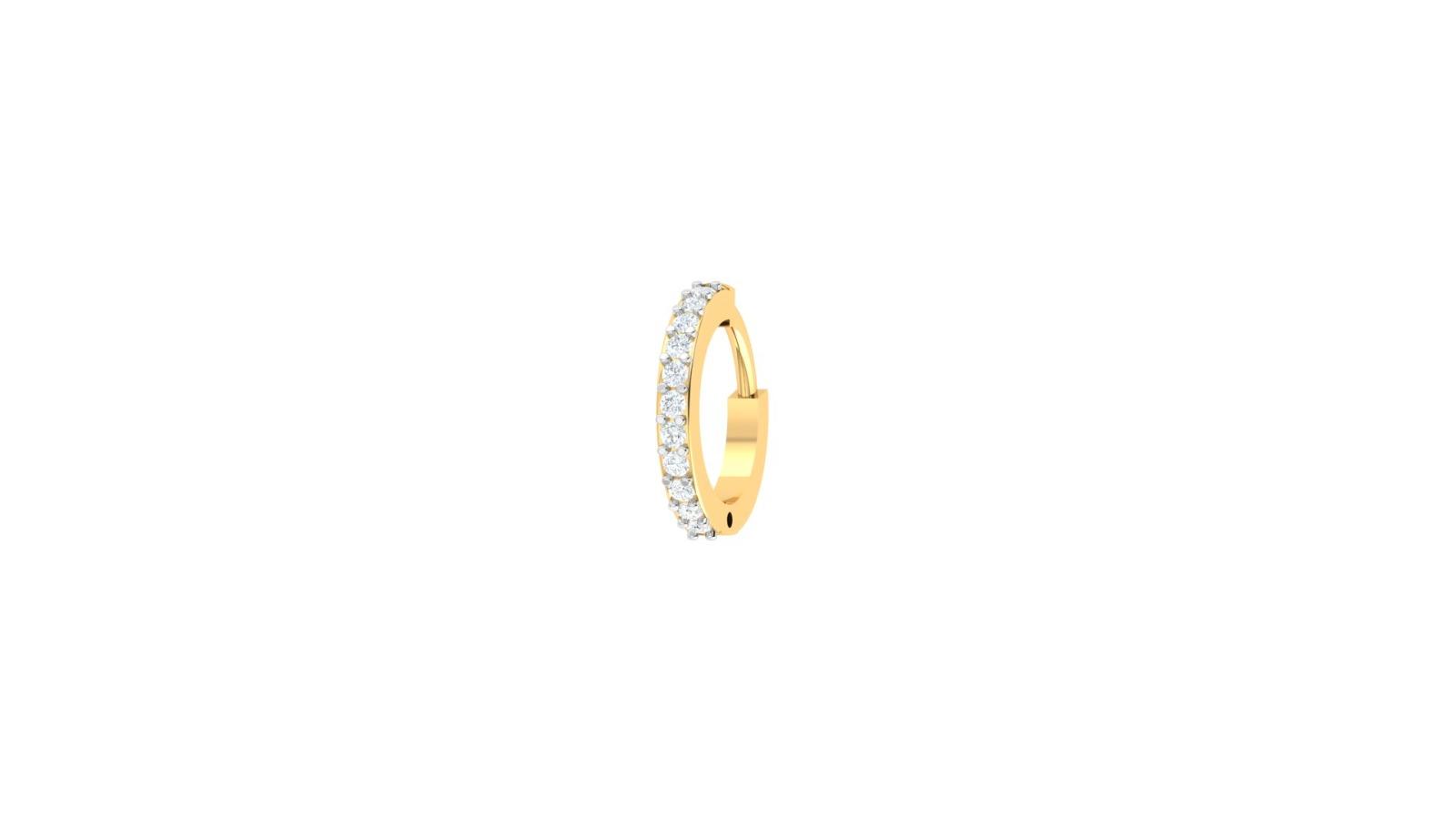 Luna Diamond Hoop Nosepin , Yellow Gold , 18 K