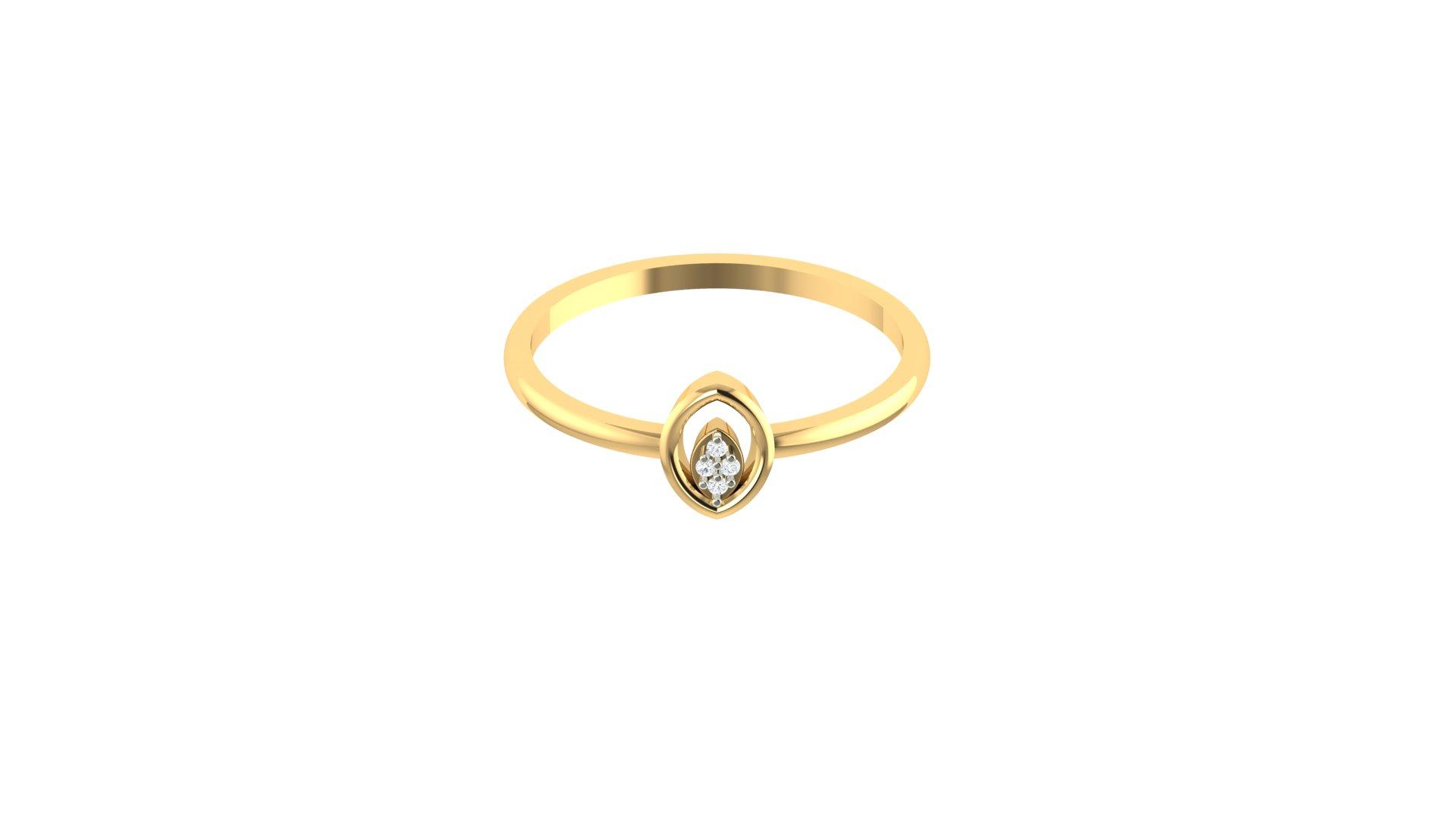 Marquise Leaf Diamond Ring , 7MM , 18 K , Yellow Gold