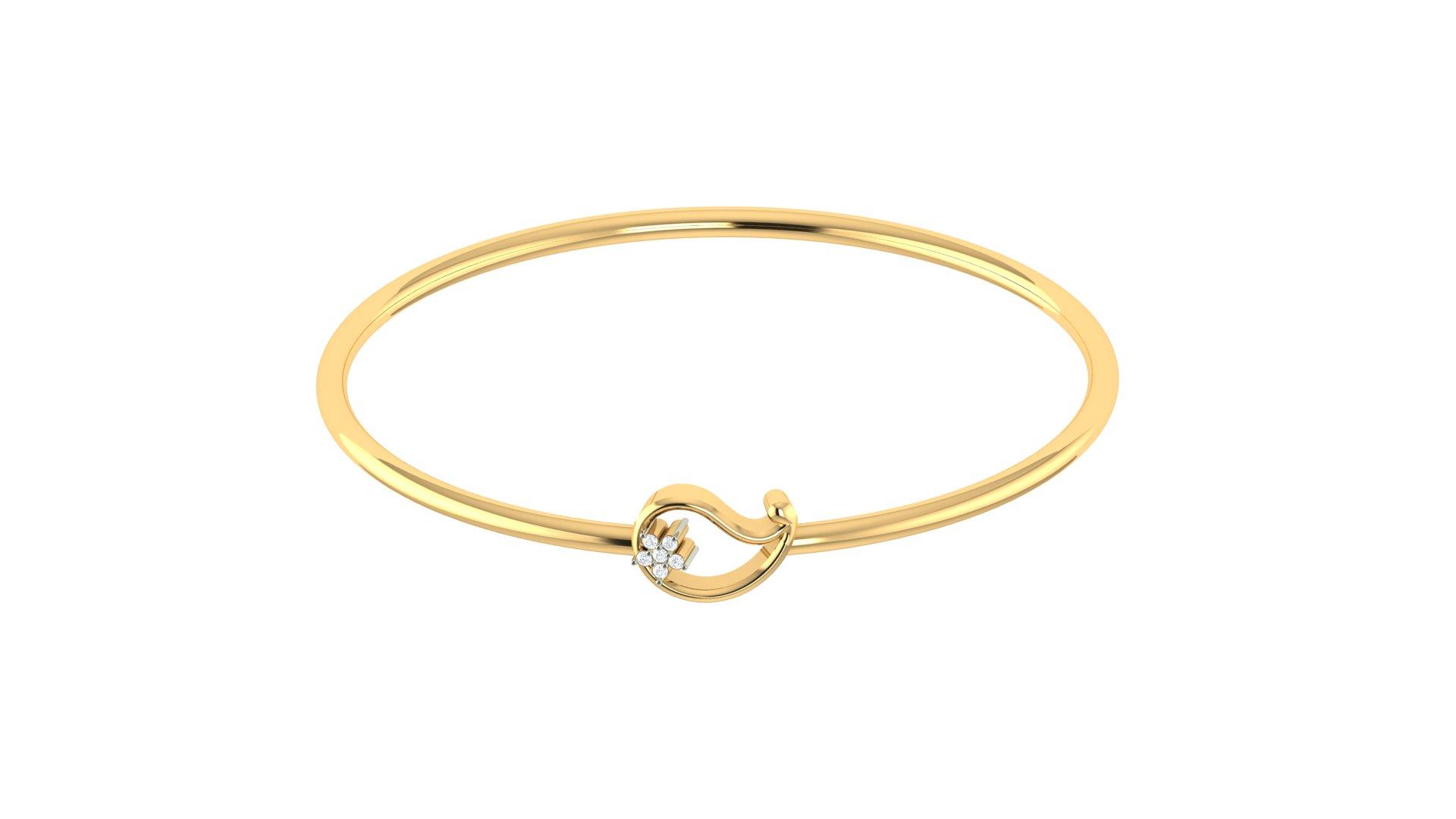 Celestia Knot Diamond Bangle , Yellow Gold , 1.2 Inch , 18 K