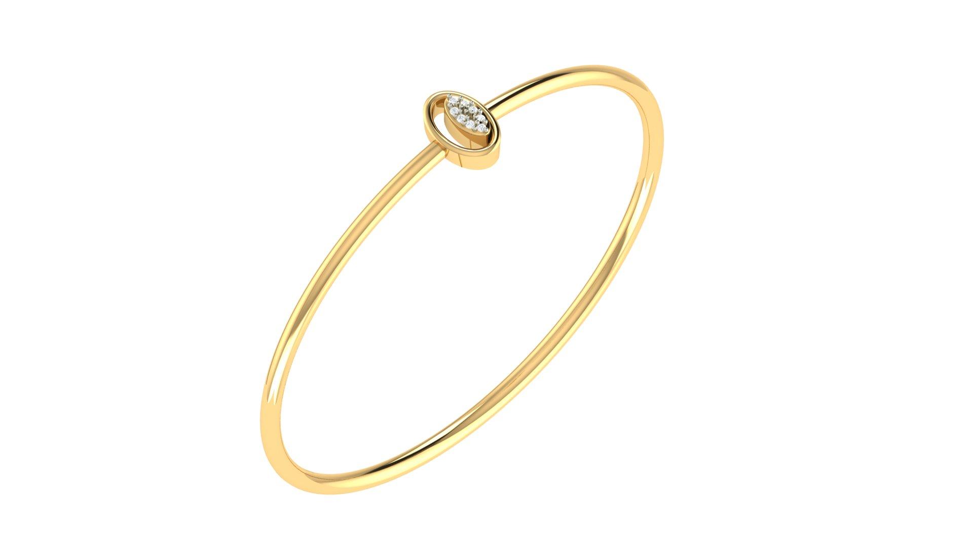 Luna Halo Diamond Bangle , Yellow Gold , 1.2 Inch , 18 K