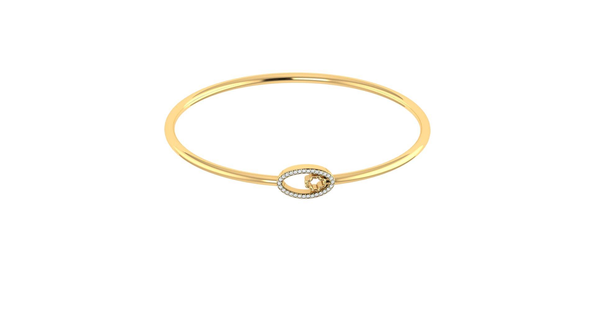 Aurora Halo Diamond Bangle , Yellow Gold , 1.2 Inch , 18 K