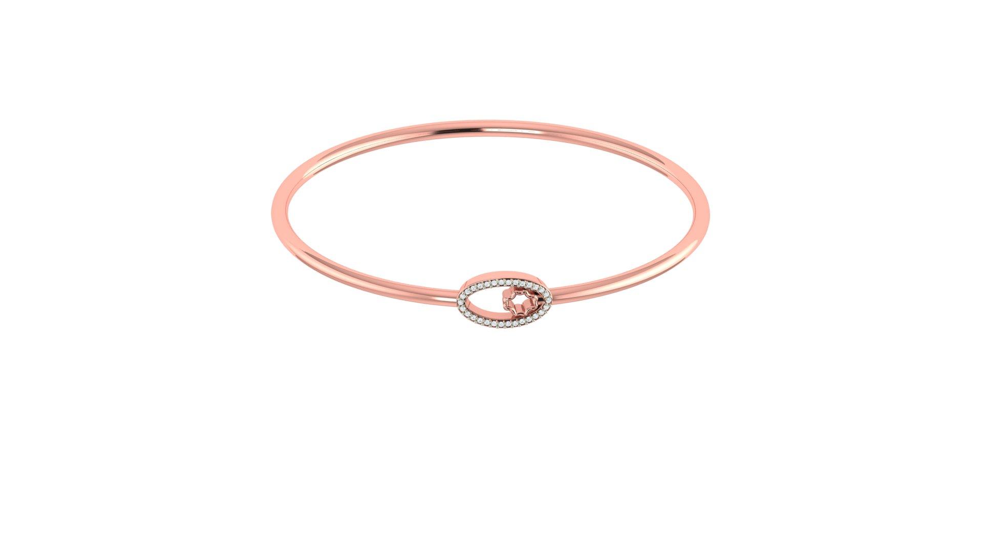 Aurora Halo Diamond Bangle , Yellow Gold , 1.2 Inch , 18 K