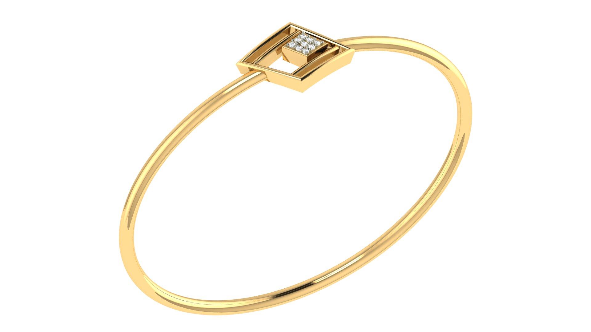 Liora Diamond Bangle , Yellow Gold , 1.2 Inch , 18 K