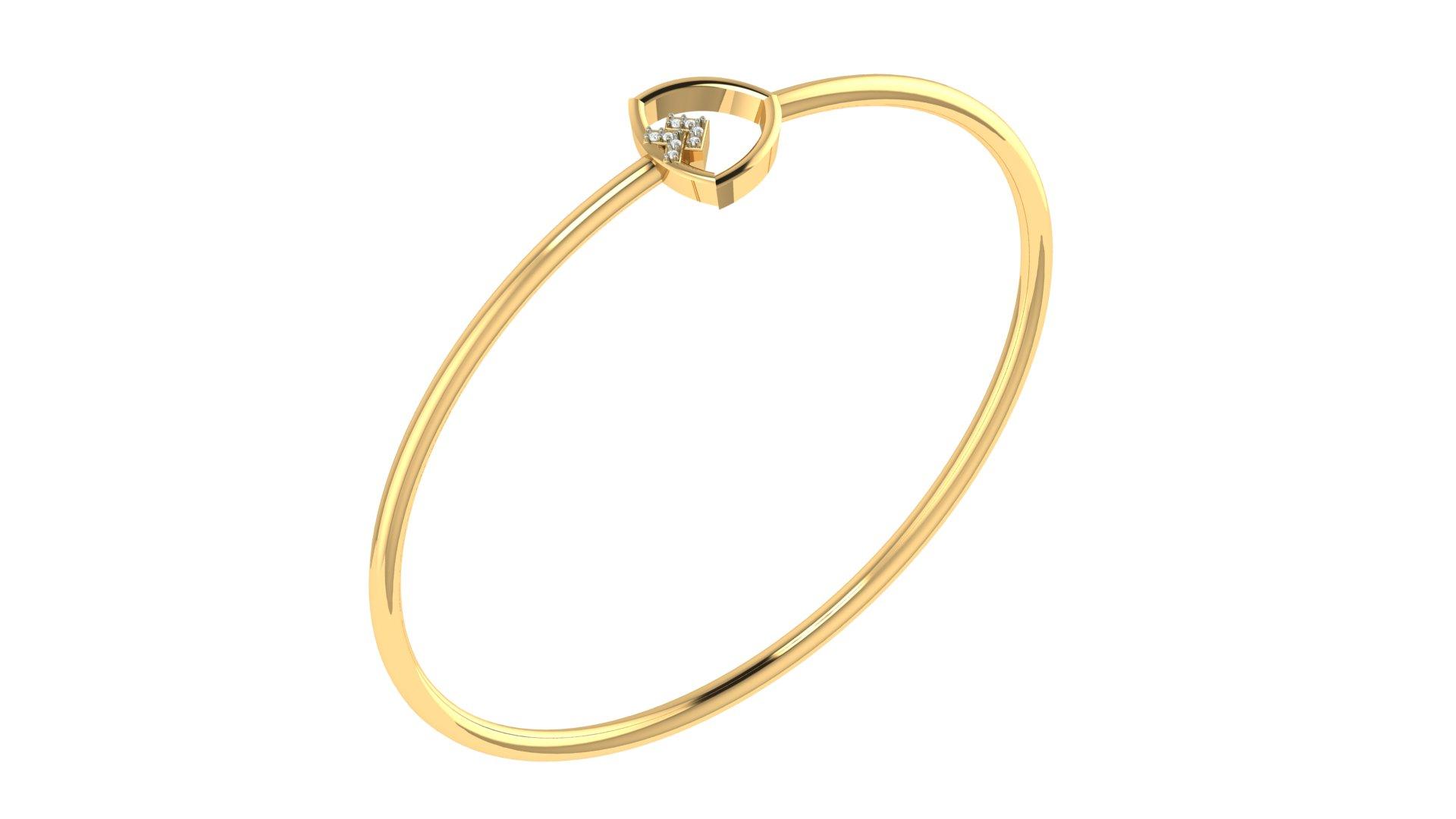 Elara Triangle Diamond Bangle , Yellow Gold , 1.2 Inch , 18 K