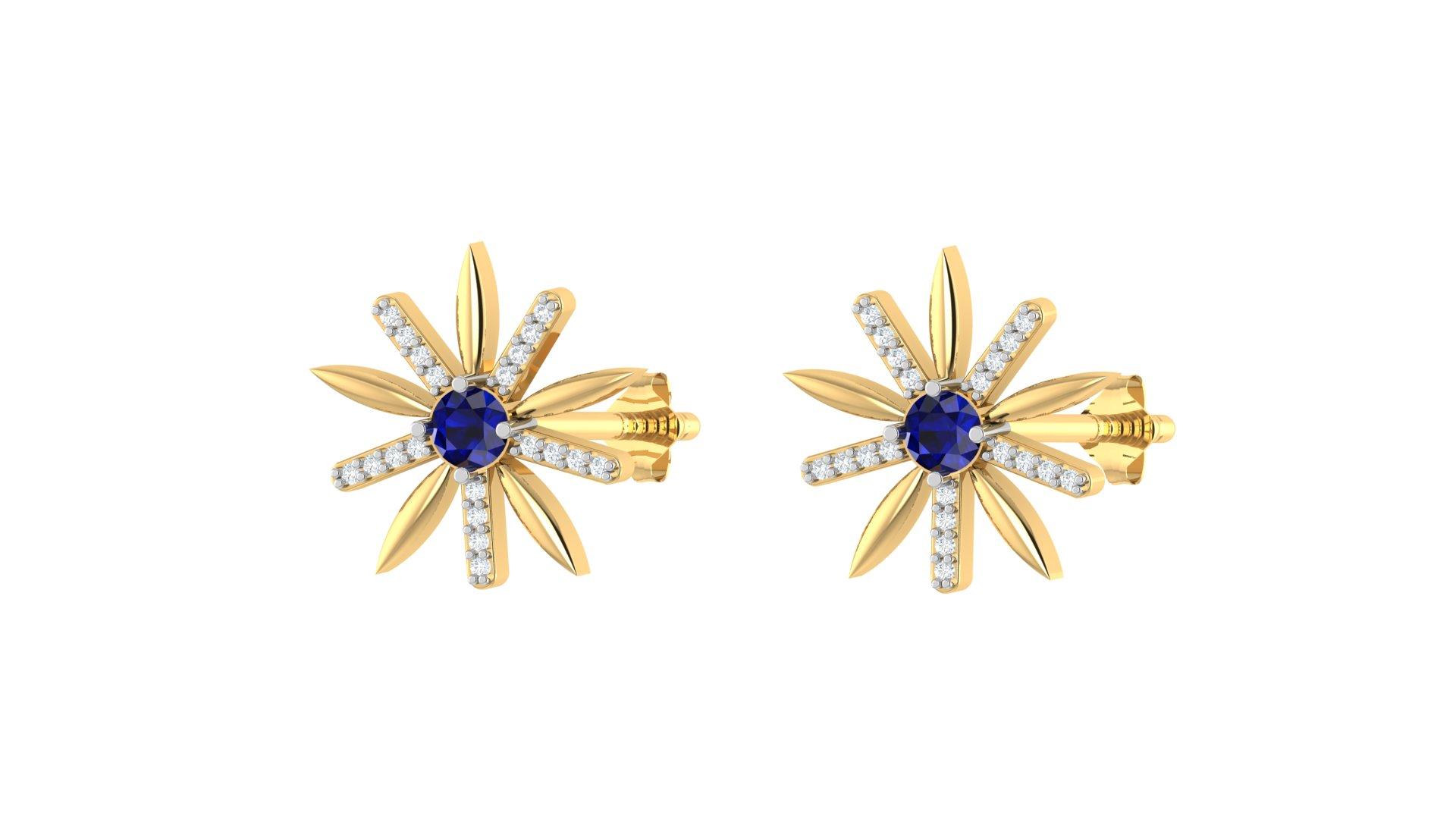 Bloom Diamond Stud , Yellow Gold , 18 K