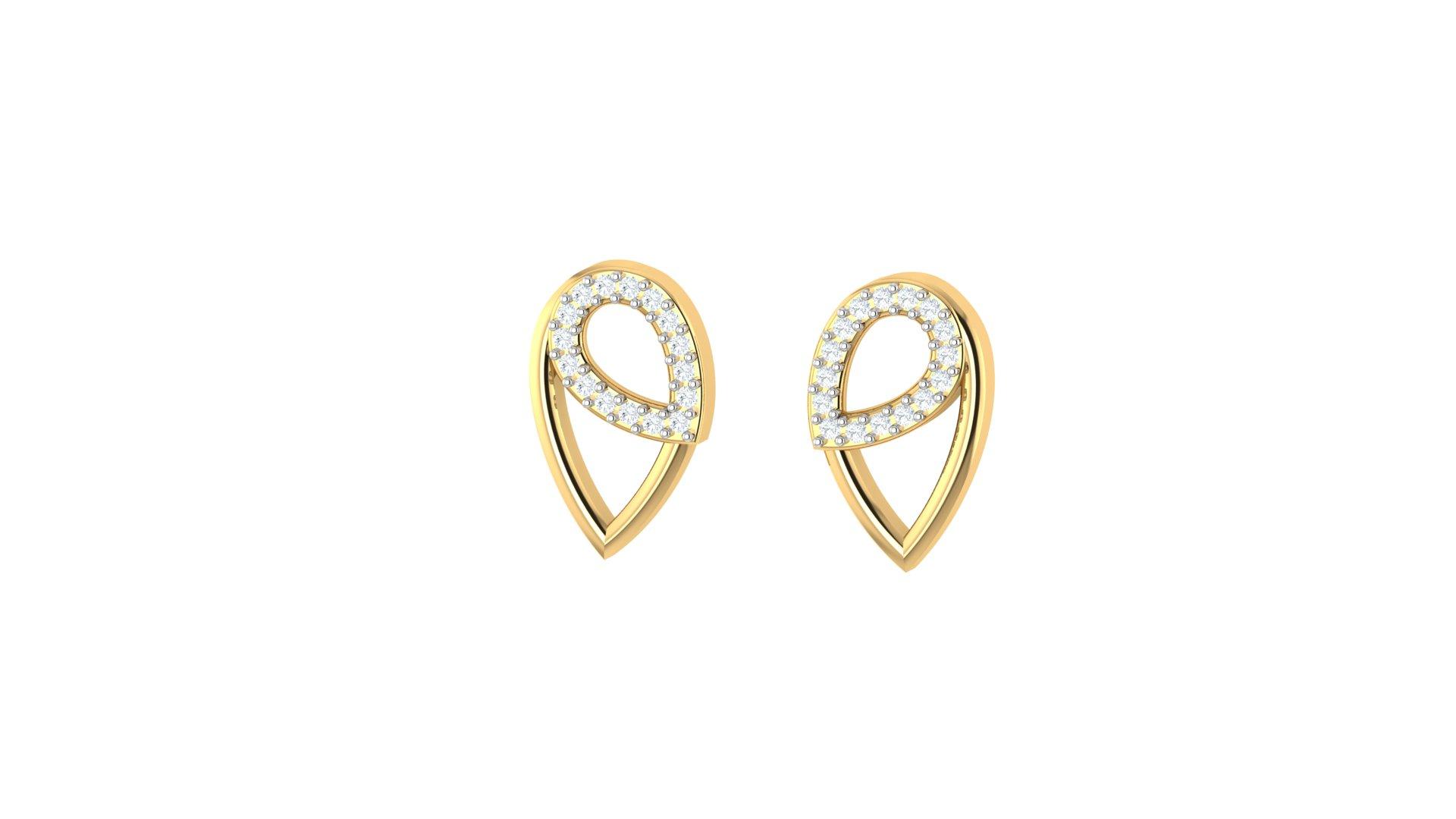 Dewdrop Diamond Studs , Yellow Gold , 18 K