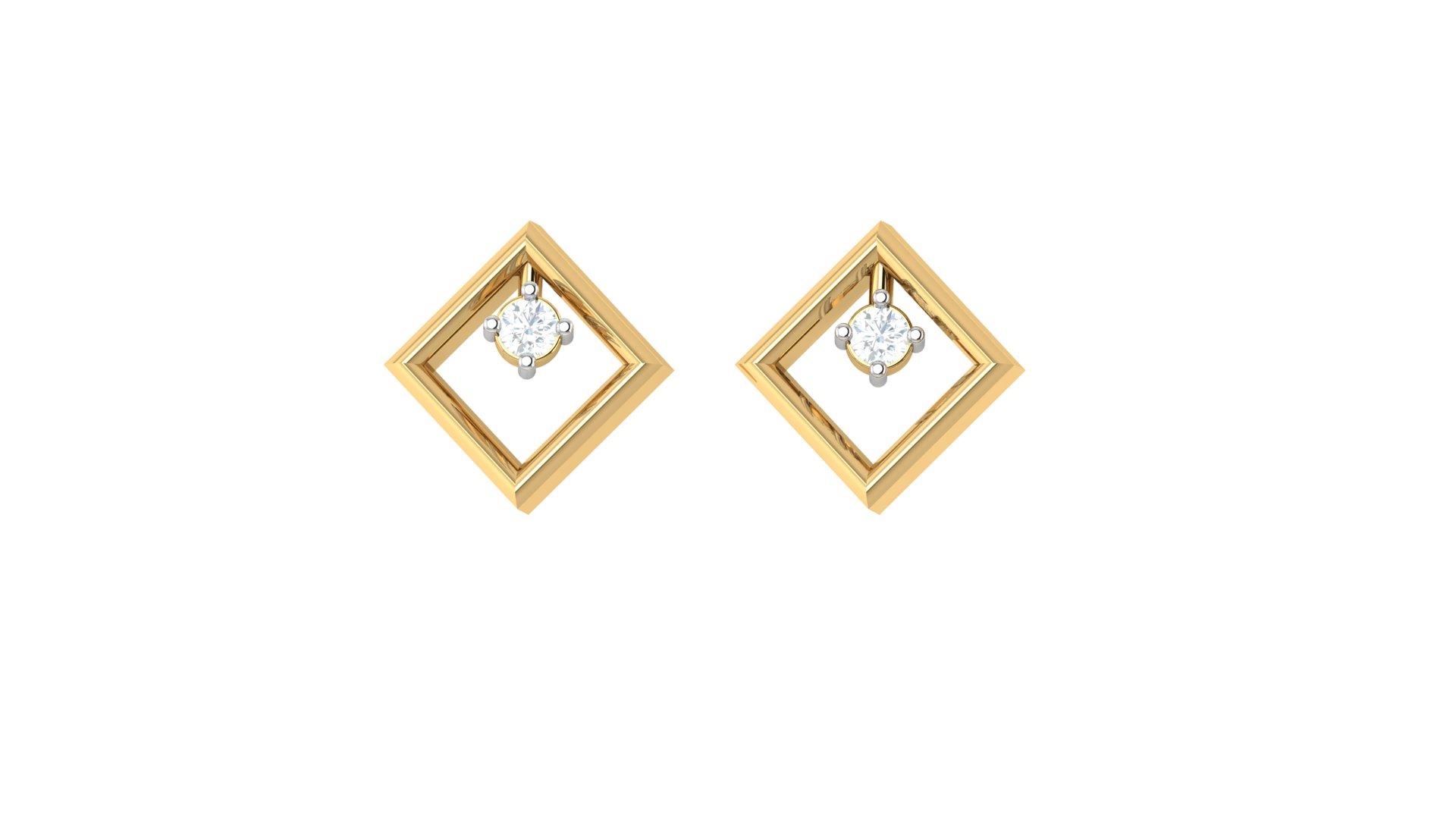 Eleant Square Diamond Earrings , Yellow Gold , 18 K