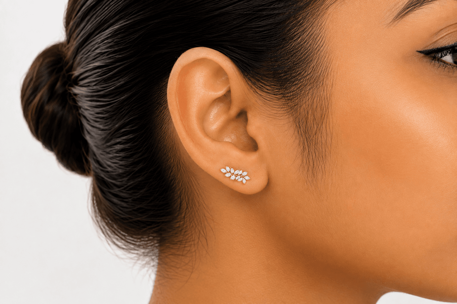Petal Vine Diamond Earrings , Yellow Gold , 18 K