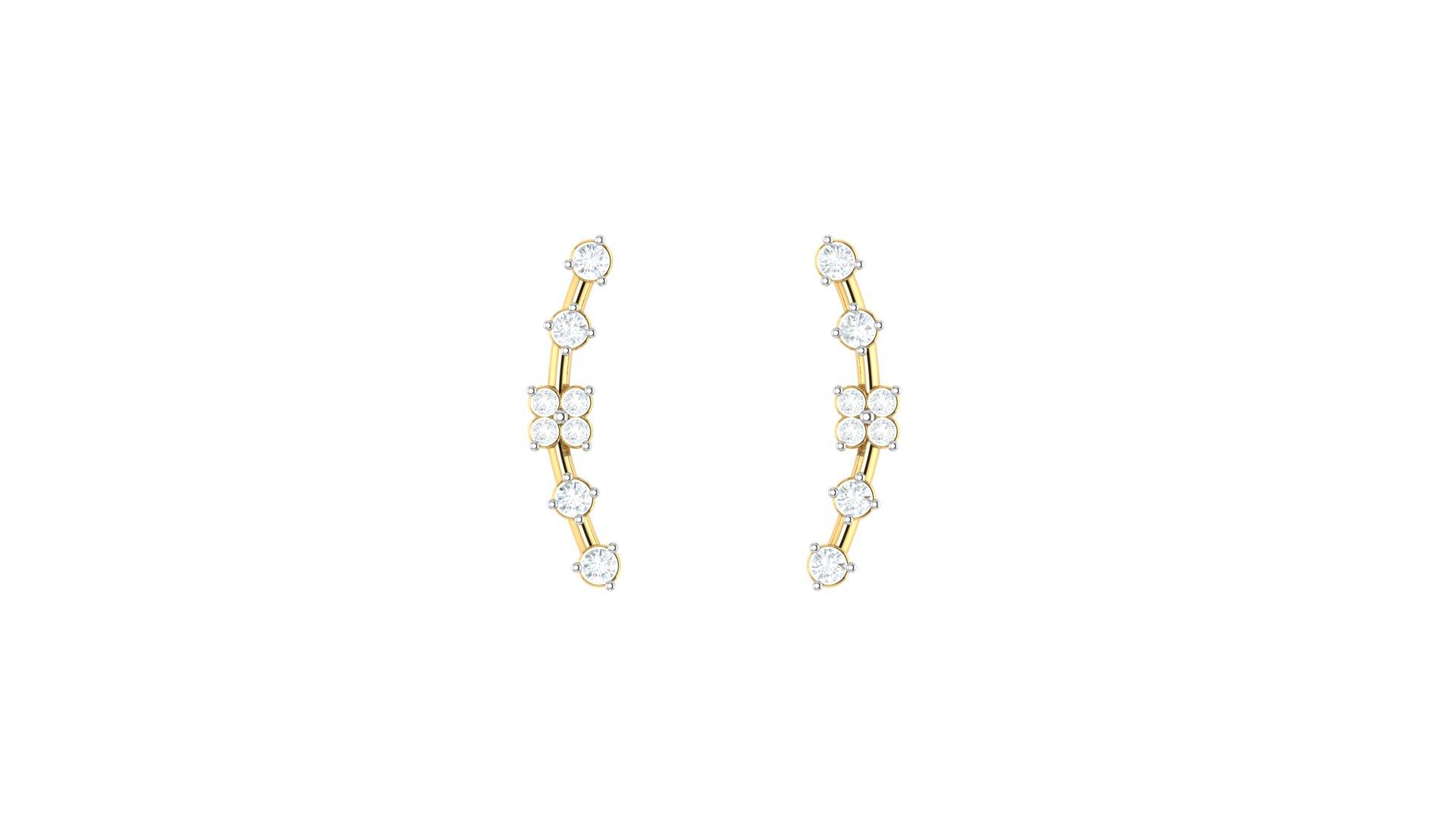 Celeste Diamond Drops Earring , Yellow Gold , 18 K