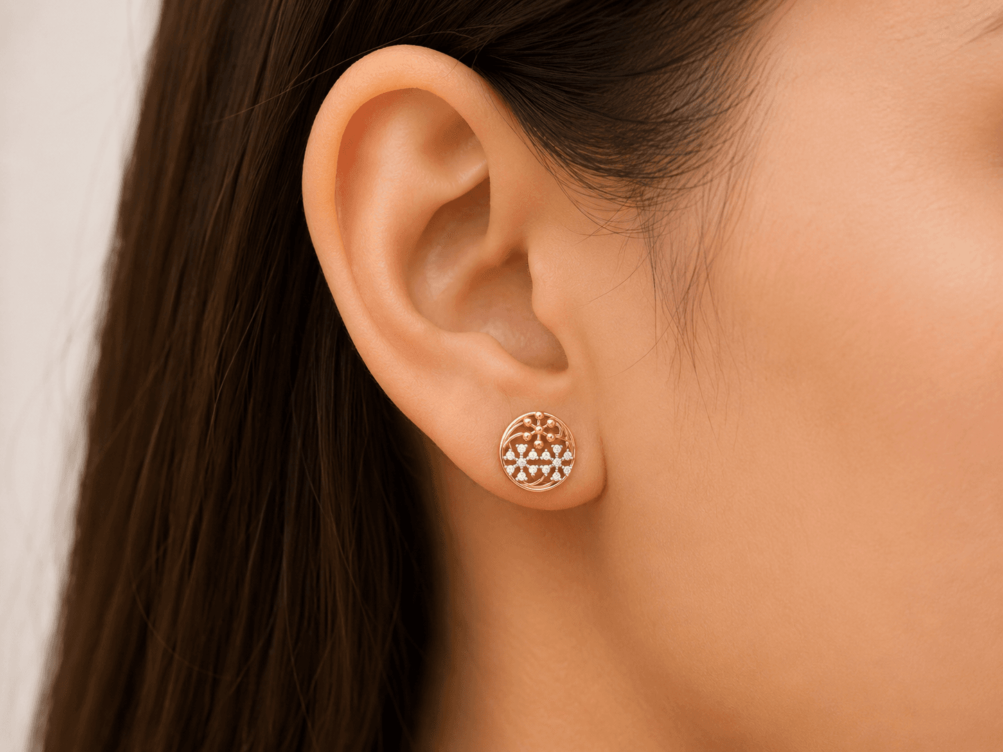 Celestial Circle Diamond Earrings , Yellow Gold , 18 K