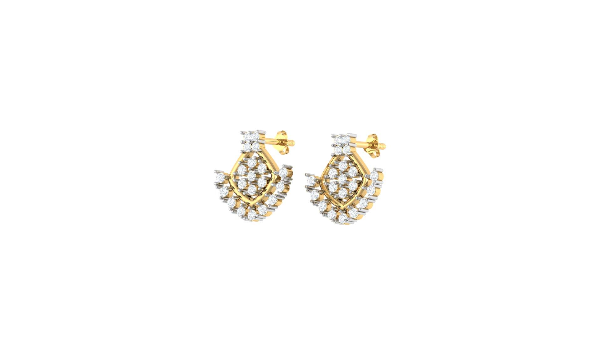 Pear Diamond Earrings , Yellow Gold , 18 K