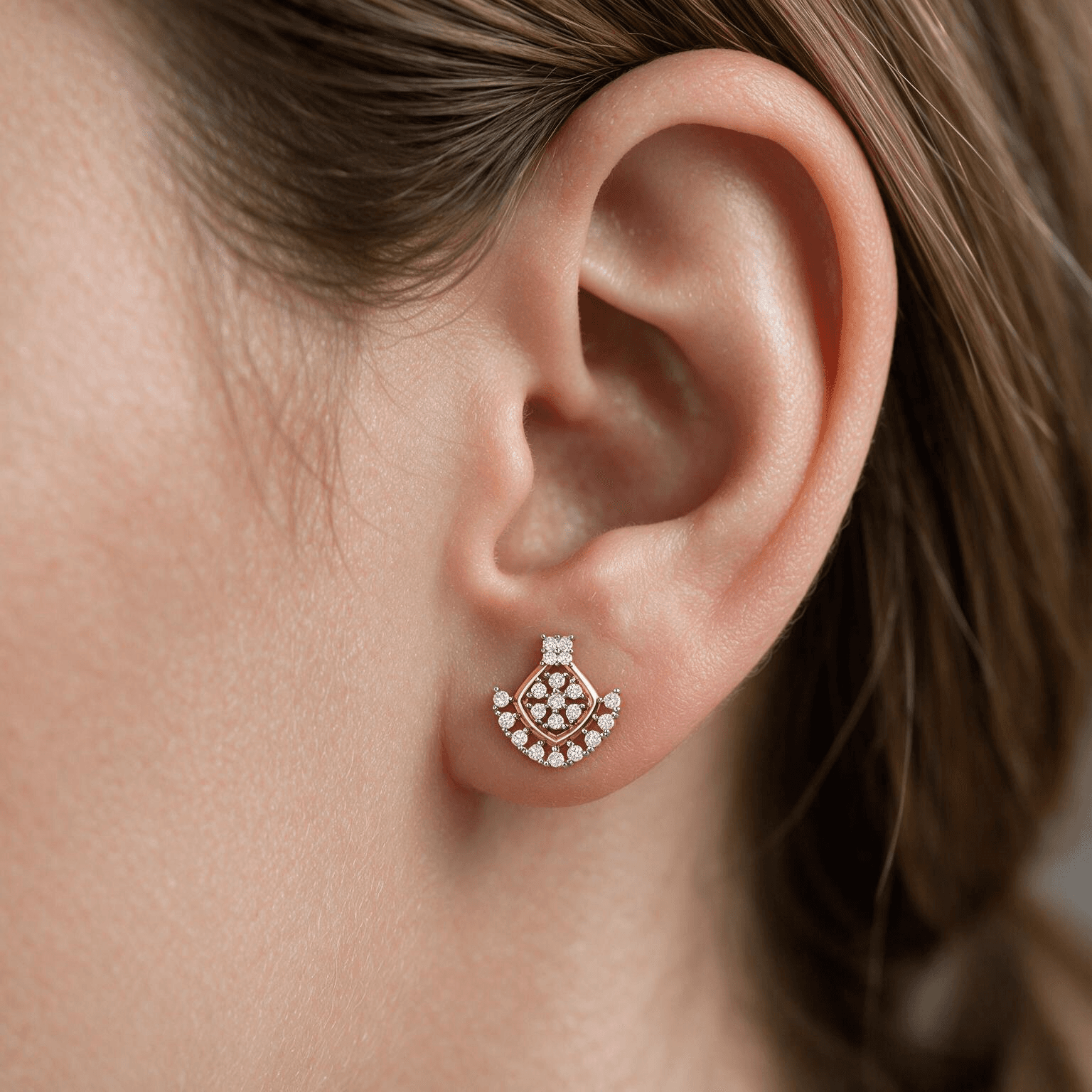 Pear Diamond Earrings , Yellow Gold , 18 K